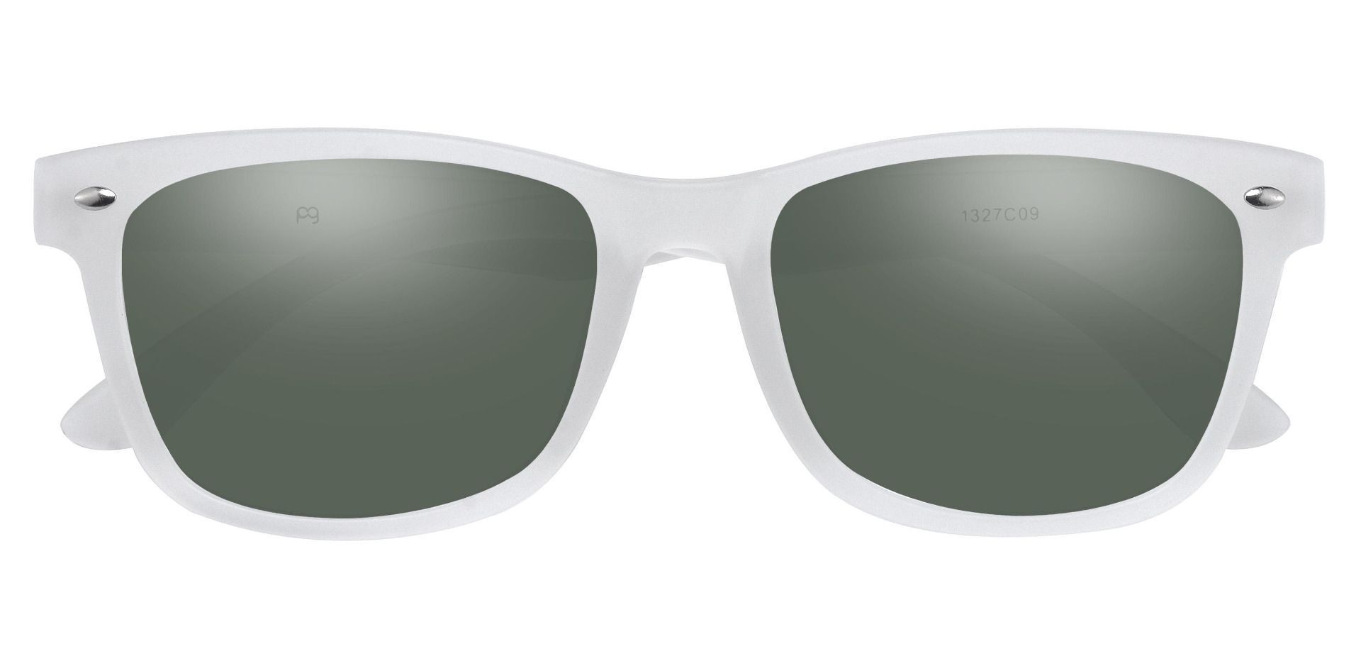 Anderson Classic Square Prescription Sunglasses - Clear Frame With Green Lenses