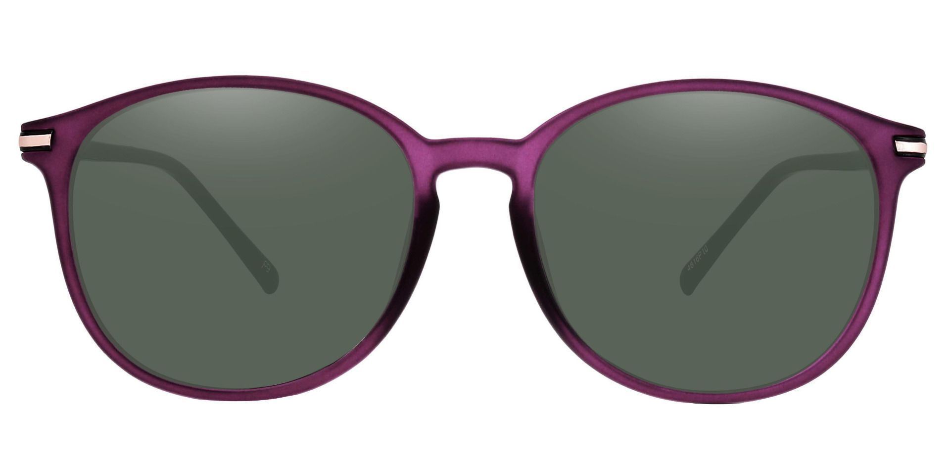 Danbury Oval Lined Bifocal Sunglasses - Purple Frame With Green Lenses