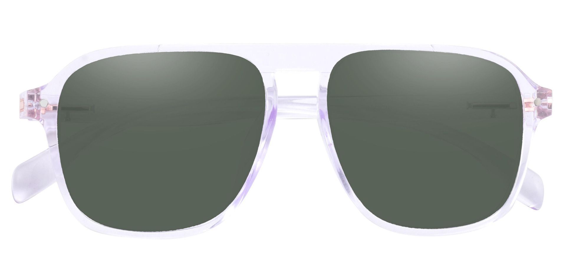 Gideon Aviator Lined Bifocal Sunglasses - Clear Frame With Green Lenses
