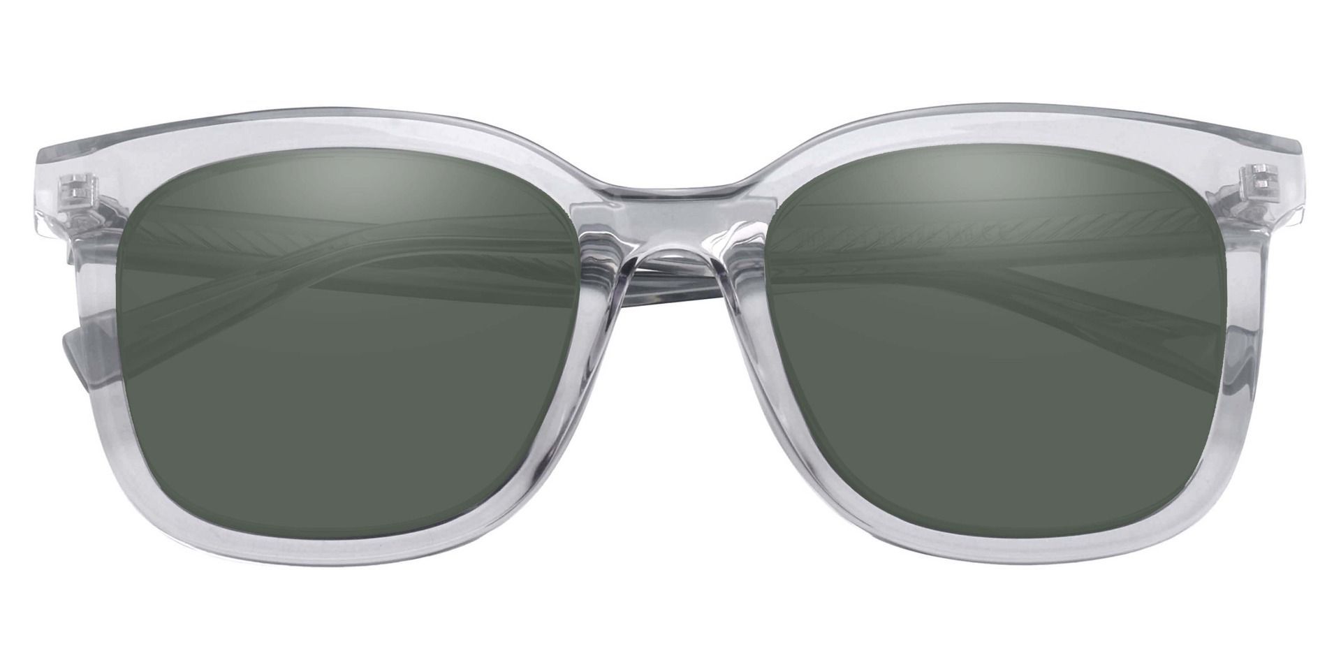 Irving Square Prescription Sunglasses - Gray Frame With Green Lenses