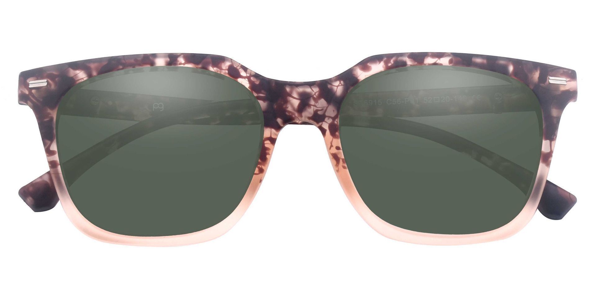 Klein Square Prescription Sunglasses - Floral Frame With Green Lenses