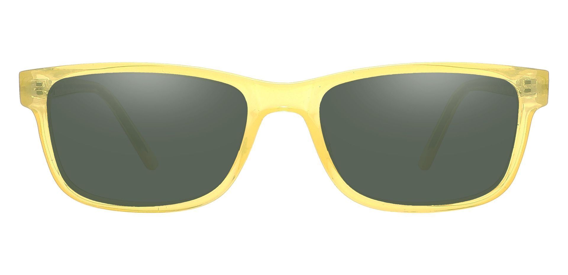 Cory Rectangle Prescription Sunglasses - Yellow Frame With Green Lenses
