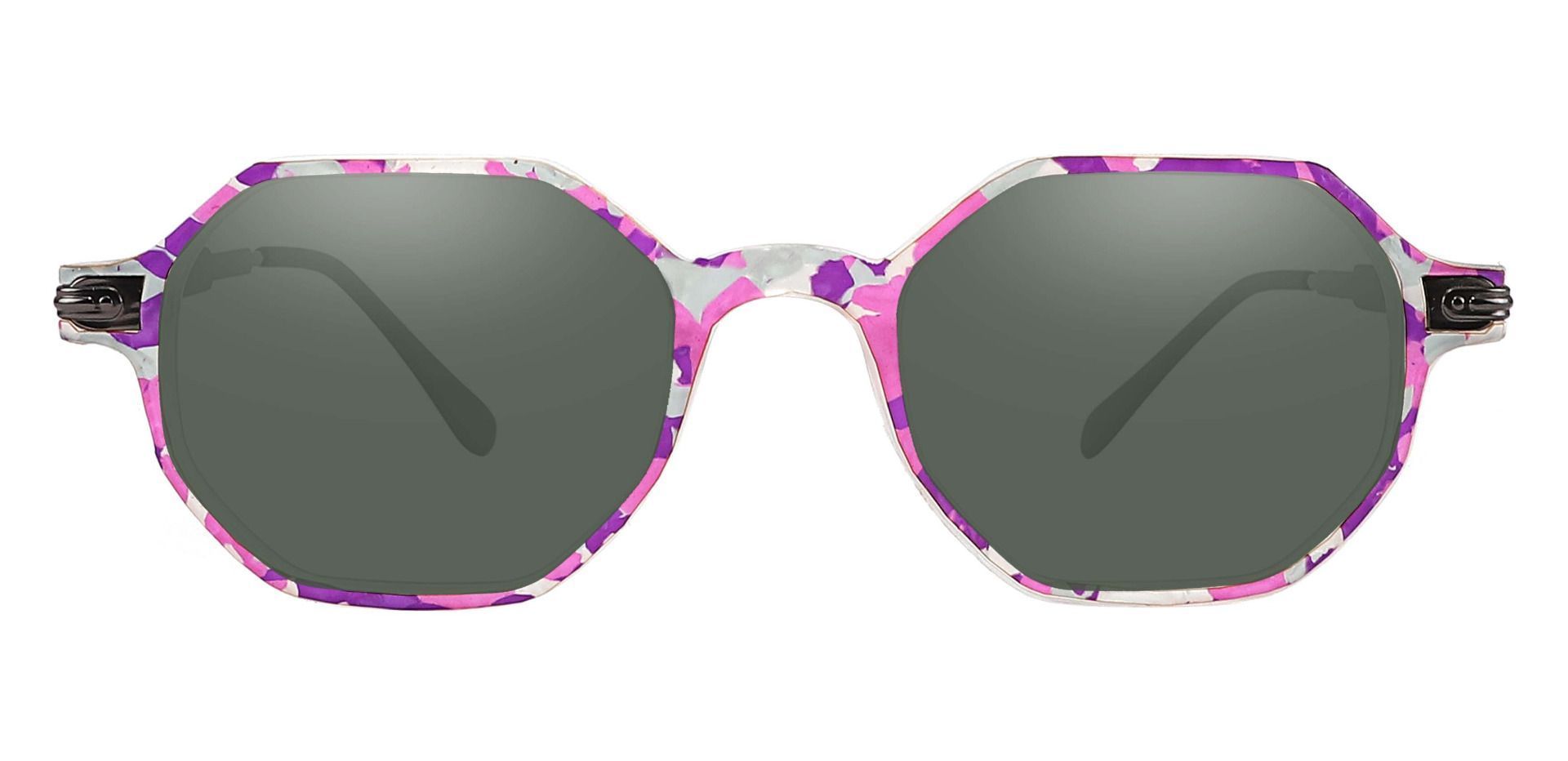 Bogart Geometric Lined Bifocal Sunglasses - Purple Frame With Green Lenses