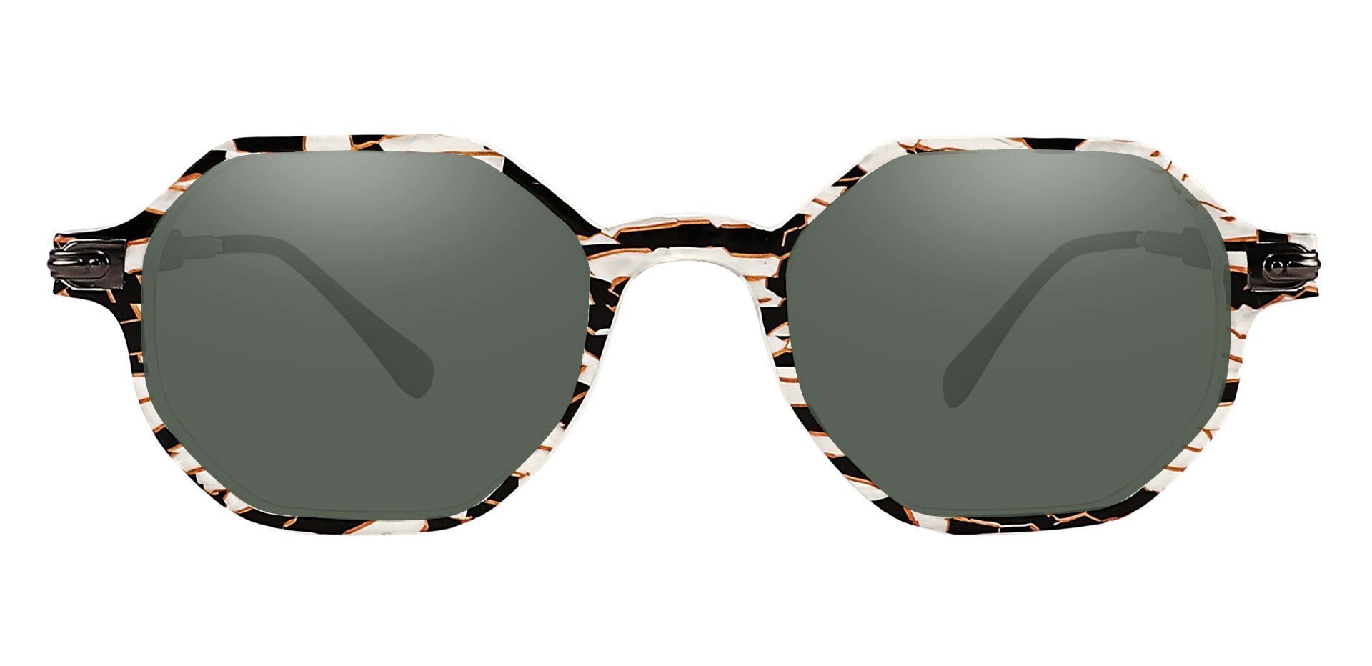 Bogart Geometric Prescription Sunglasses - Floral Frame With Green Lenses