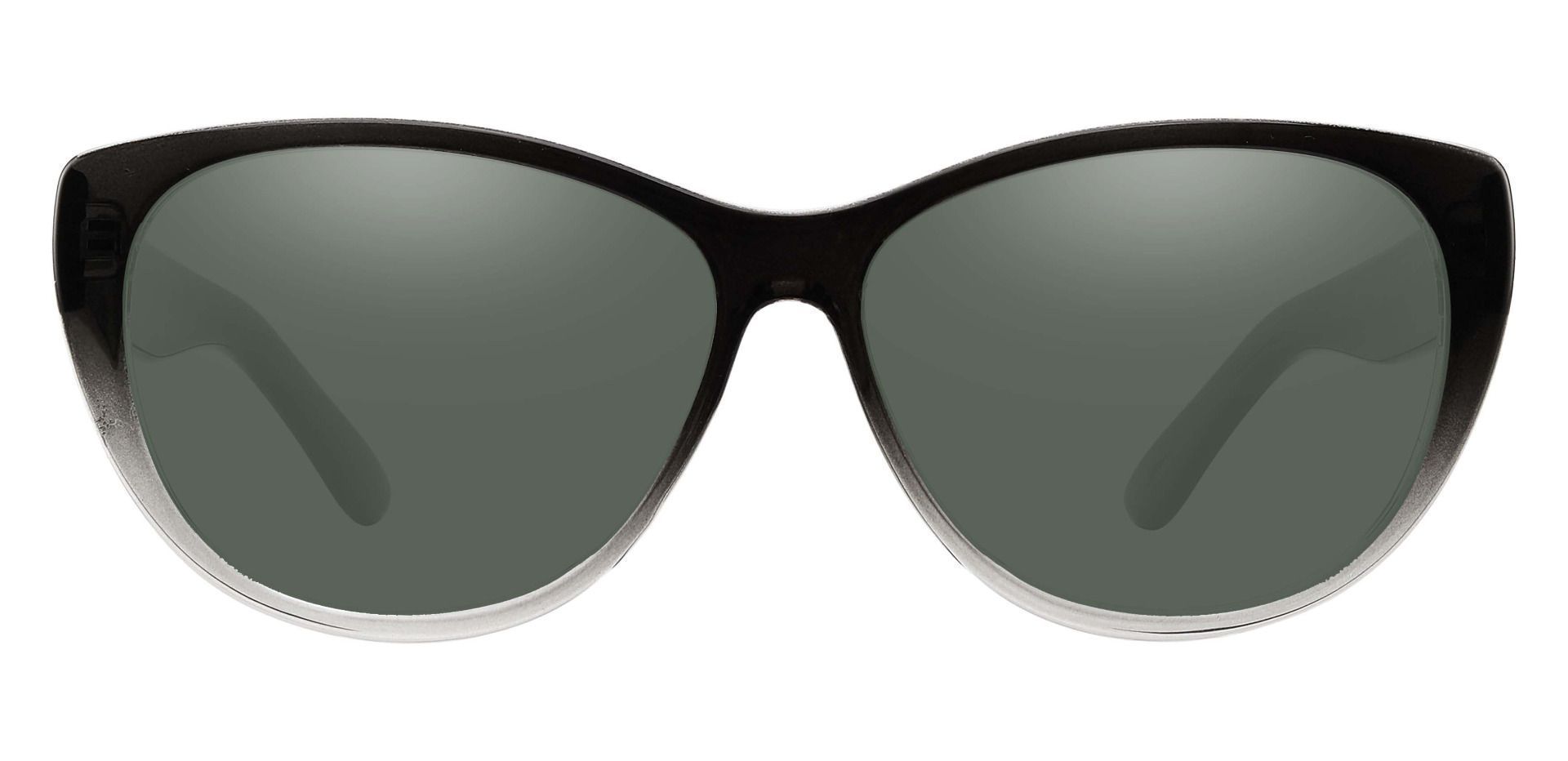 Lynn Cat-Eye Prescription Sunglasses - Gray Frame With Green Lenses ...