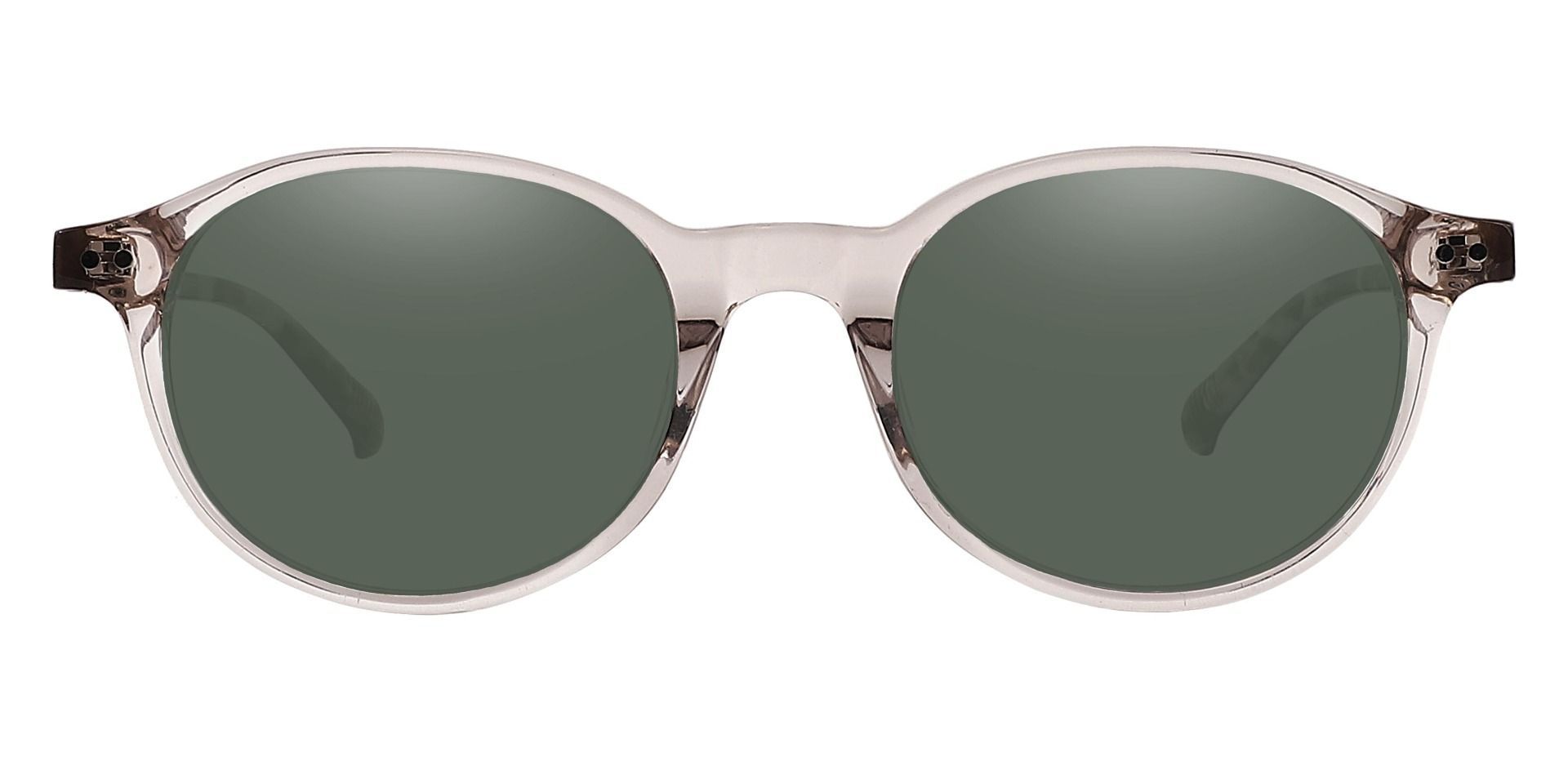 Avon Oval Prescription Sunglasses - Clear Frame With Green Lenses