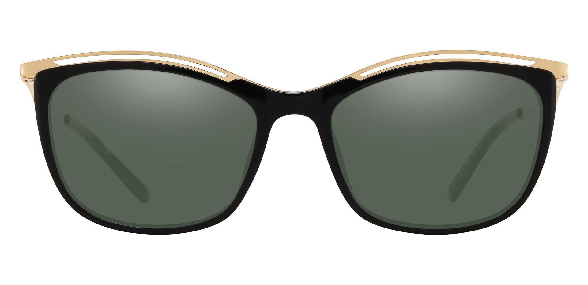 Enola Cat Eye Progressive Sunglasses - Black Frame With Green Lenses