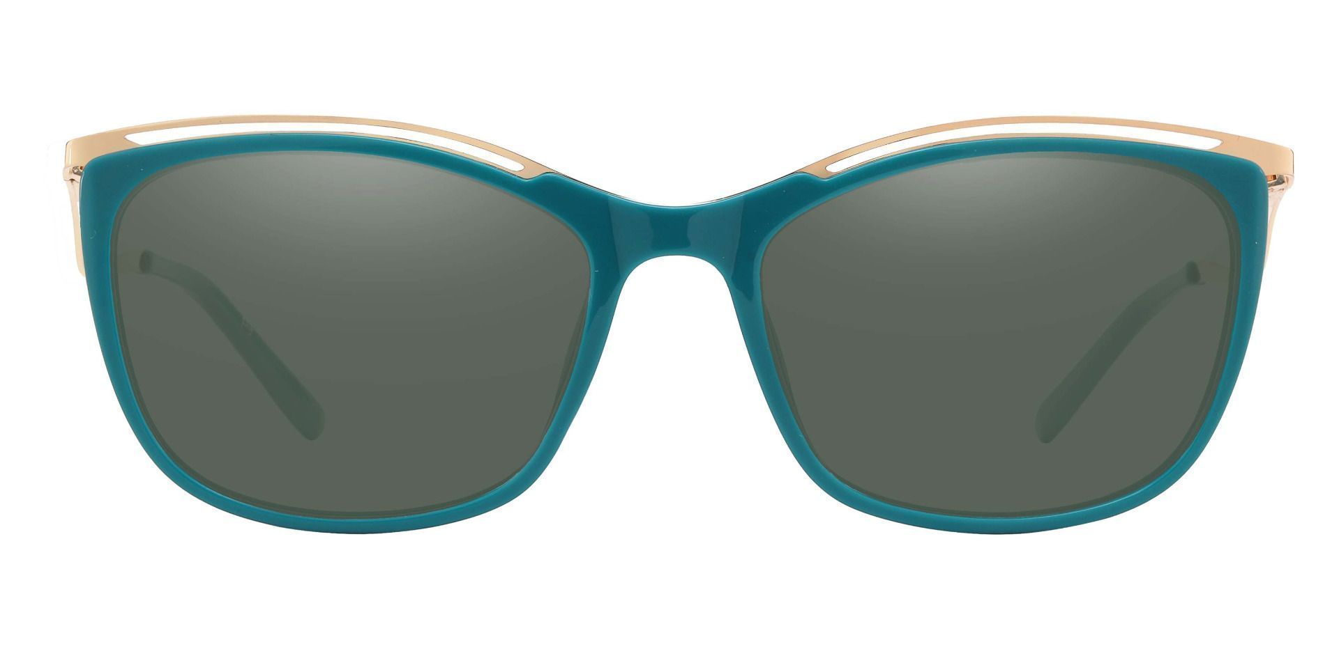 Enola Cat Eye Non-Rx Sunglasses - Green Frame With Green Lenses