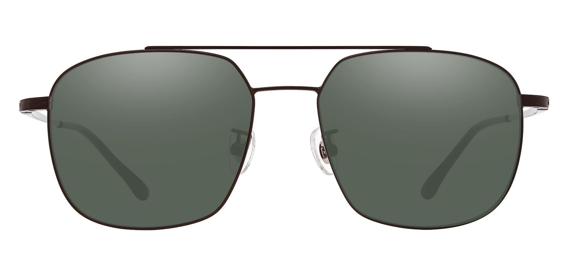 Trevor Aviator Non-Rx Sunglasses - Brown Frame With Green Lenses
