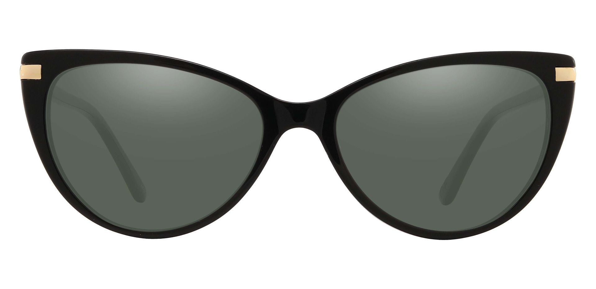 Starla Cat Eye Lined Bifocal Sunglasses - Black Frame With Green Lenses
