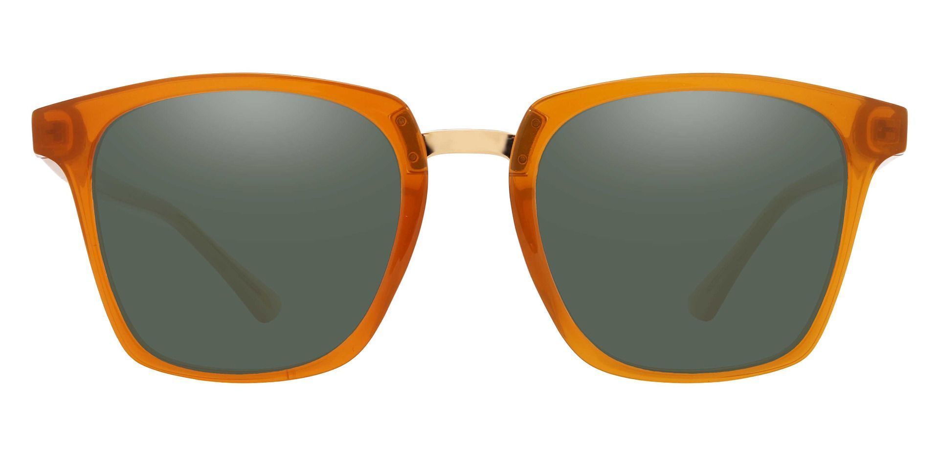 Delta Square Progressive Sunglasses - Orange Frame With Green Lenses