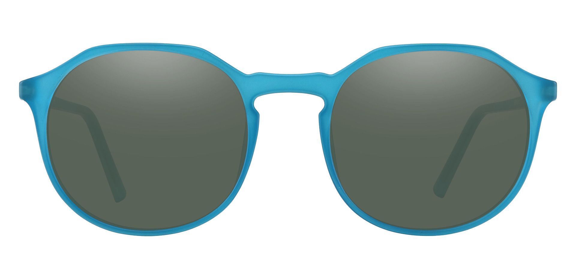 Belvidere Geometric Reading Sunglasses - Blue Frame With Green Lenses