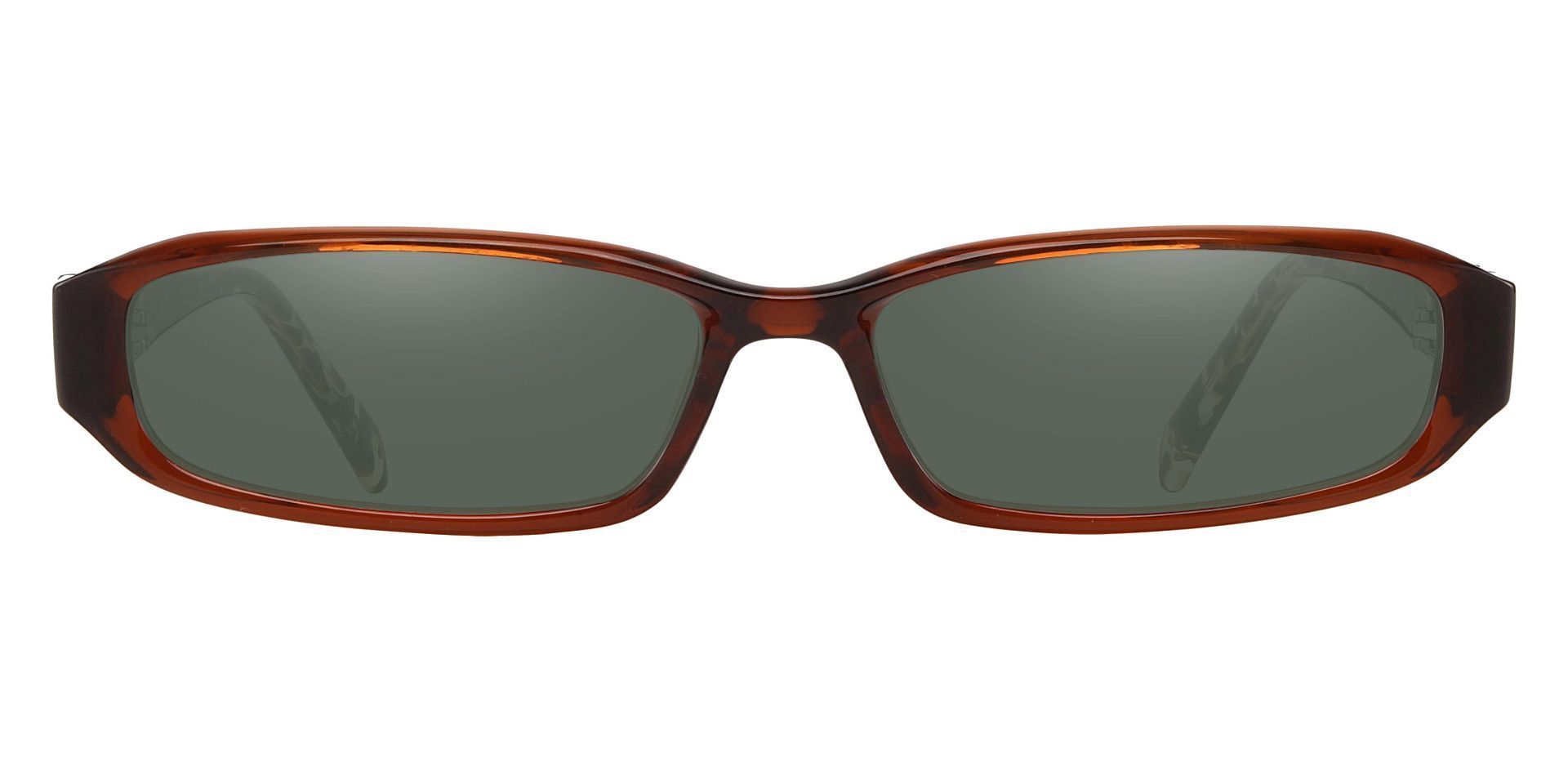 Mulberry Rectangle Single Vision Sunglasses - Brown Frame With Green Lenses