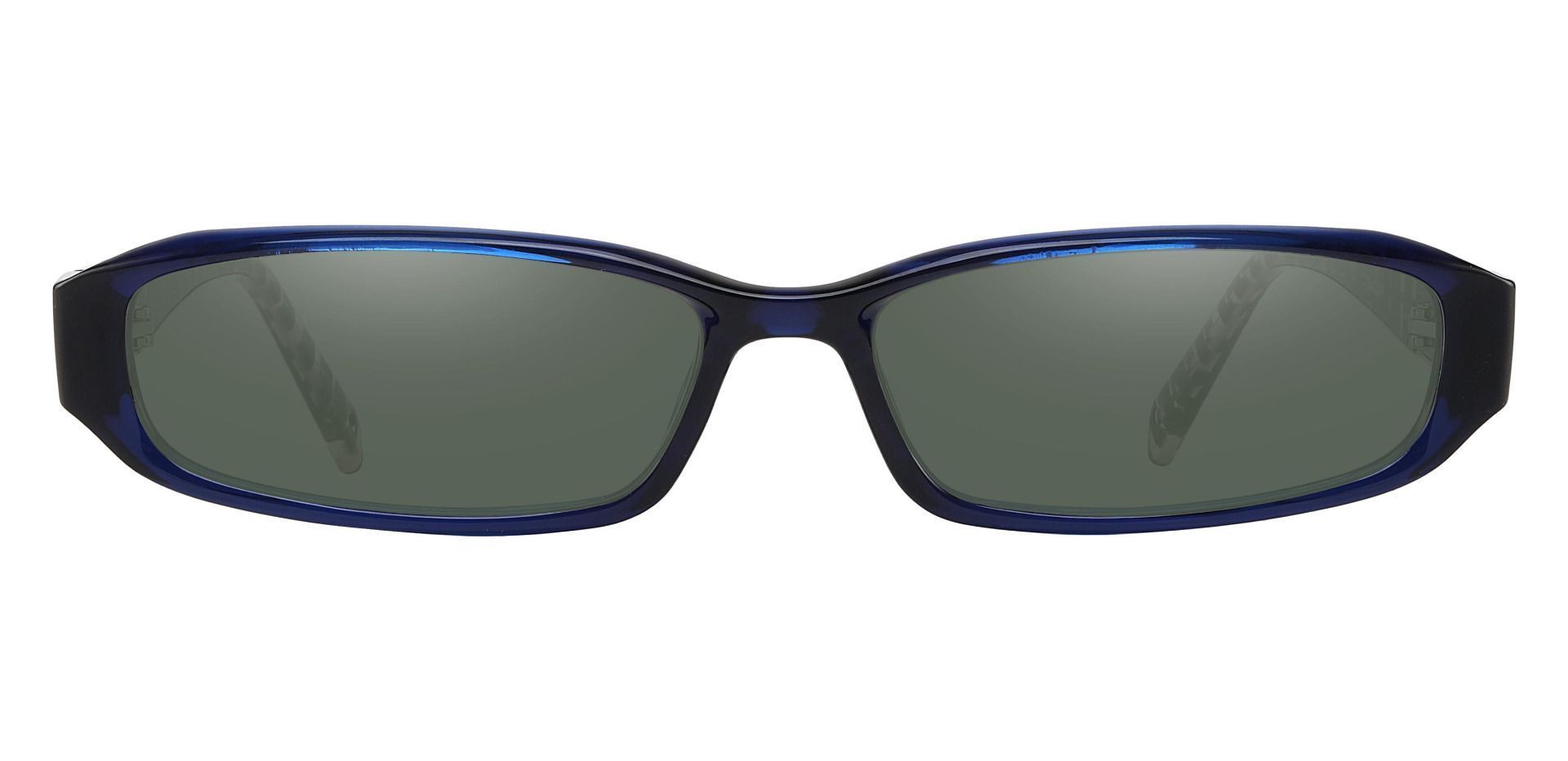 Mulberry Rectangle Single Vision Sunglasses - Blue Frame With Green Lenses