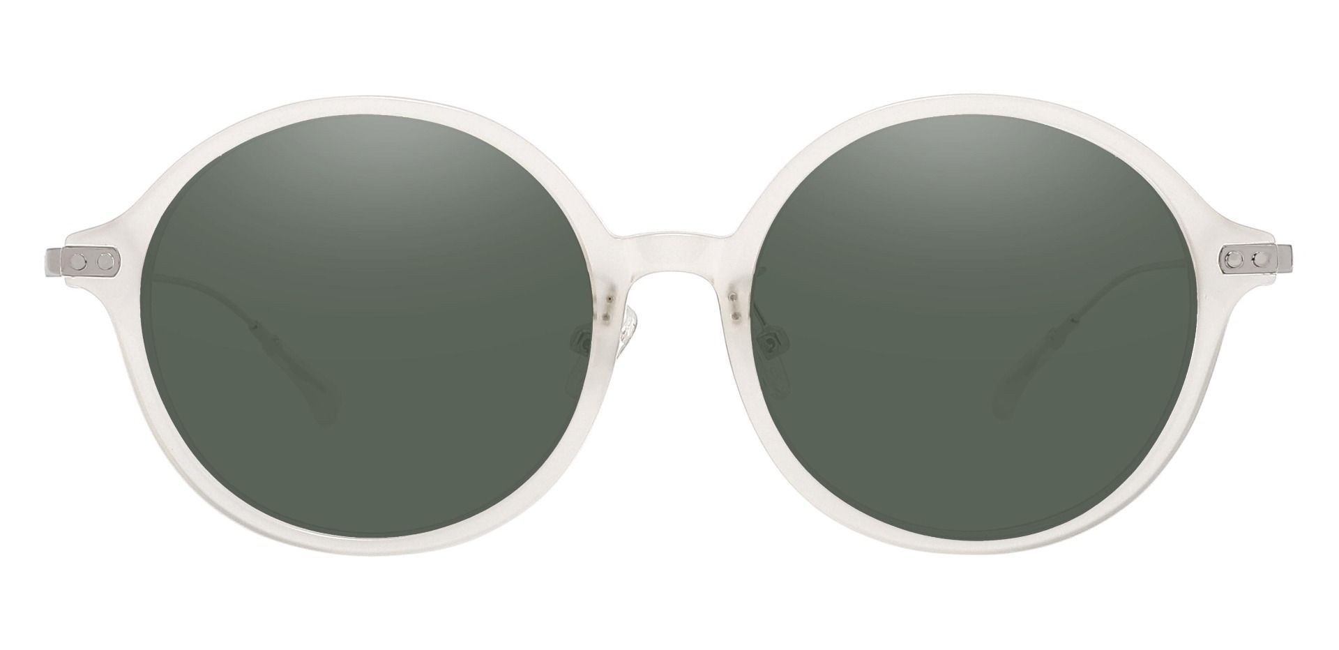 Princeton Round Non-Rx Sunglasses - Clear Frame With Green Lenses