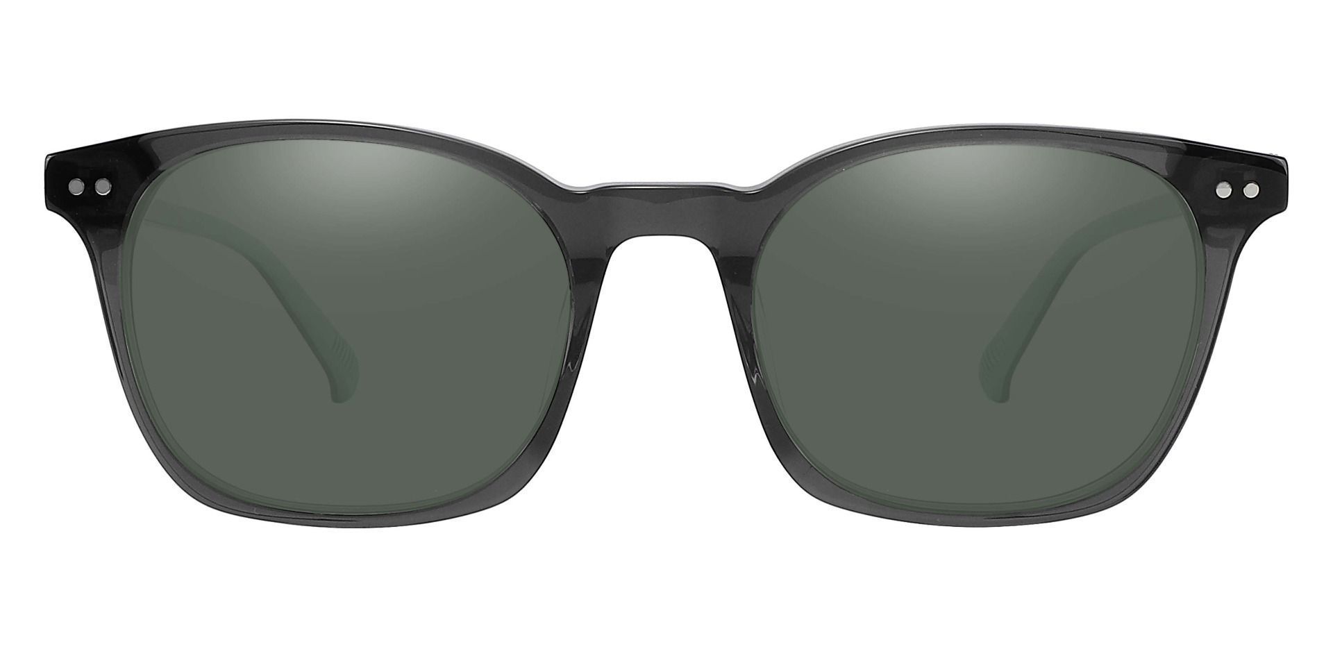 Alonzo Square Reading Sunglasses - Gray Frame With Green Lenses