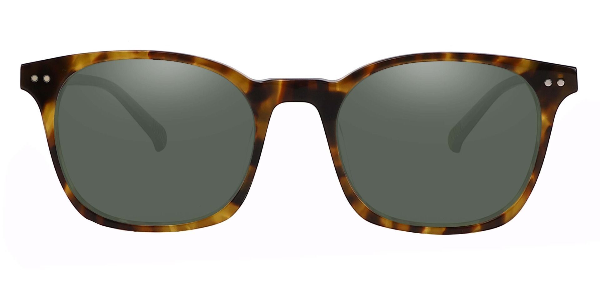 Alonzo Square Non-Rx Sunglasses - Tortoise Frame With Green Lenses