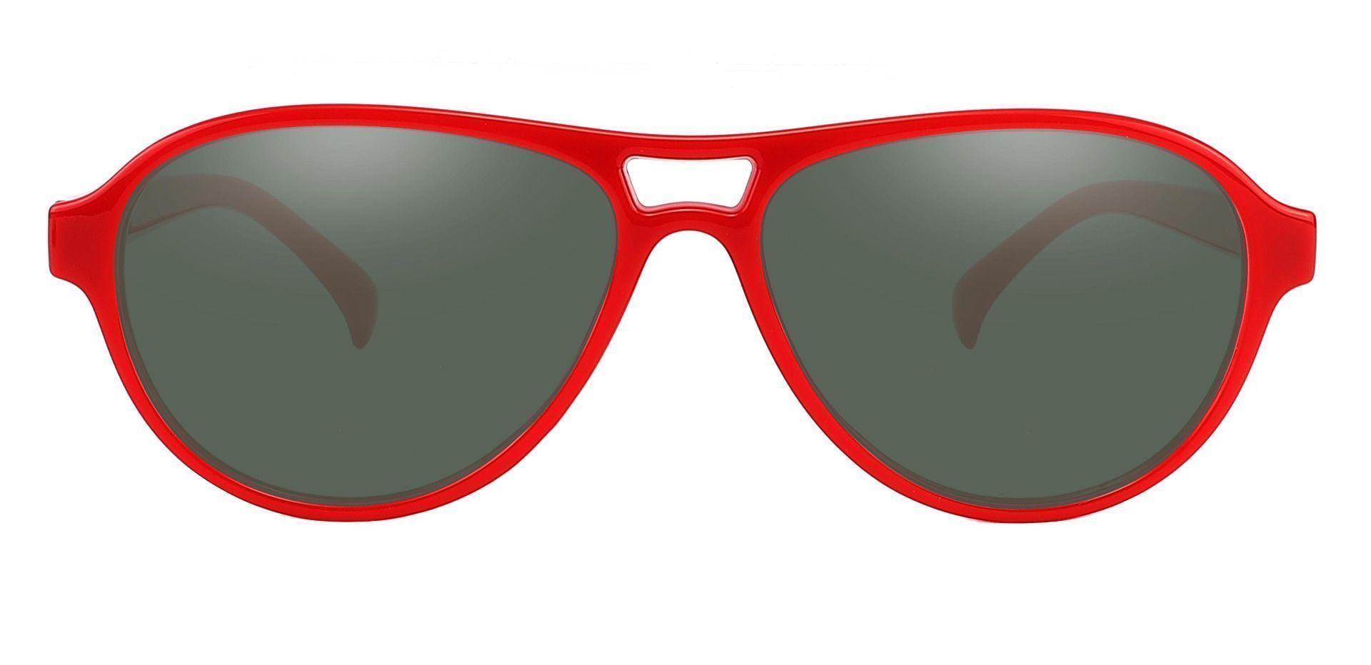Sosa Aviator Lined Bifocal Sunglasses - Red Frame With Green Lenses
