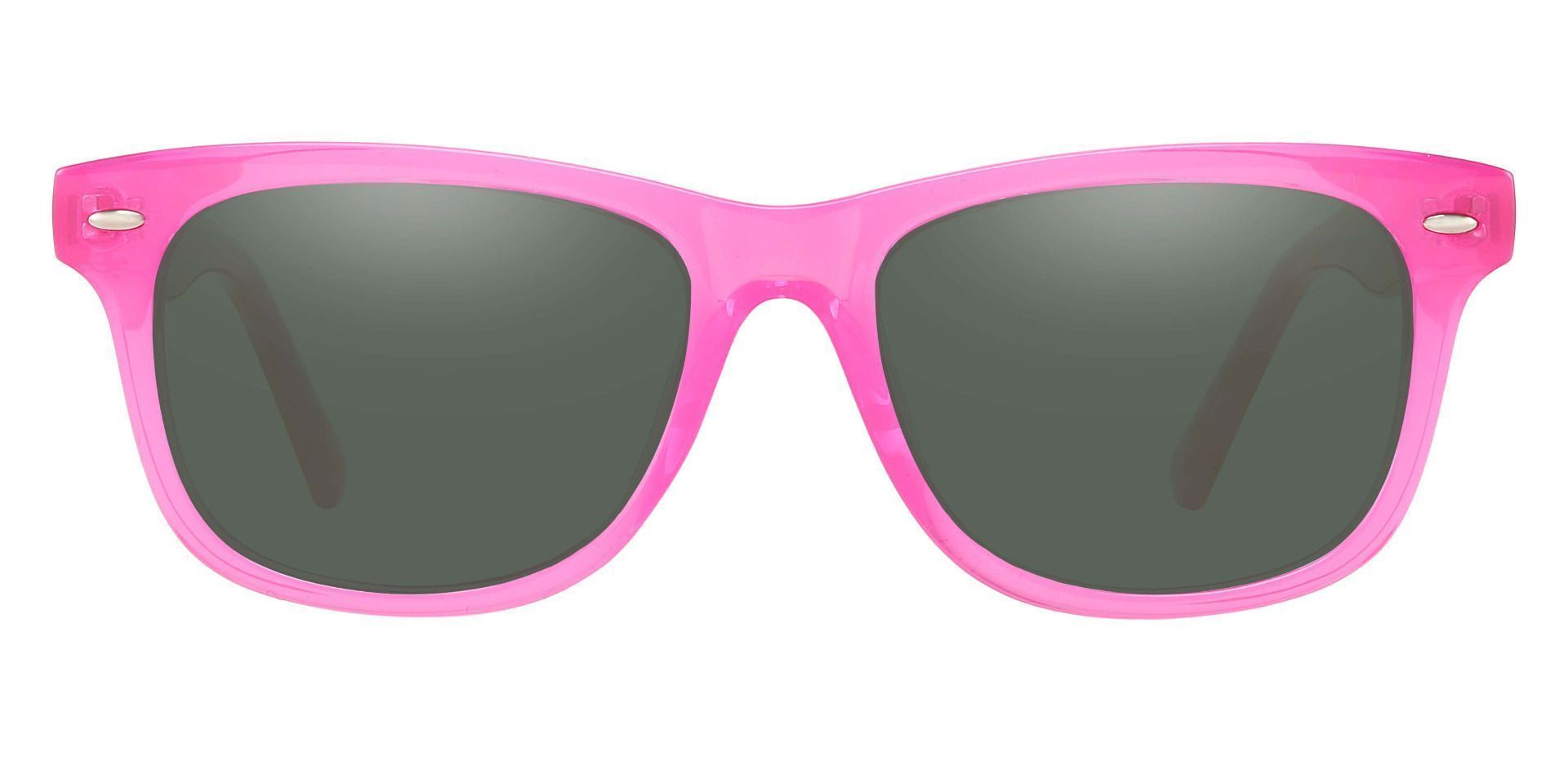 Eureka Square Non-Rx Sunglasses - Pink Frame With Green Lenses