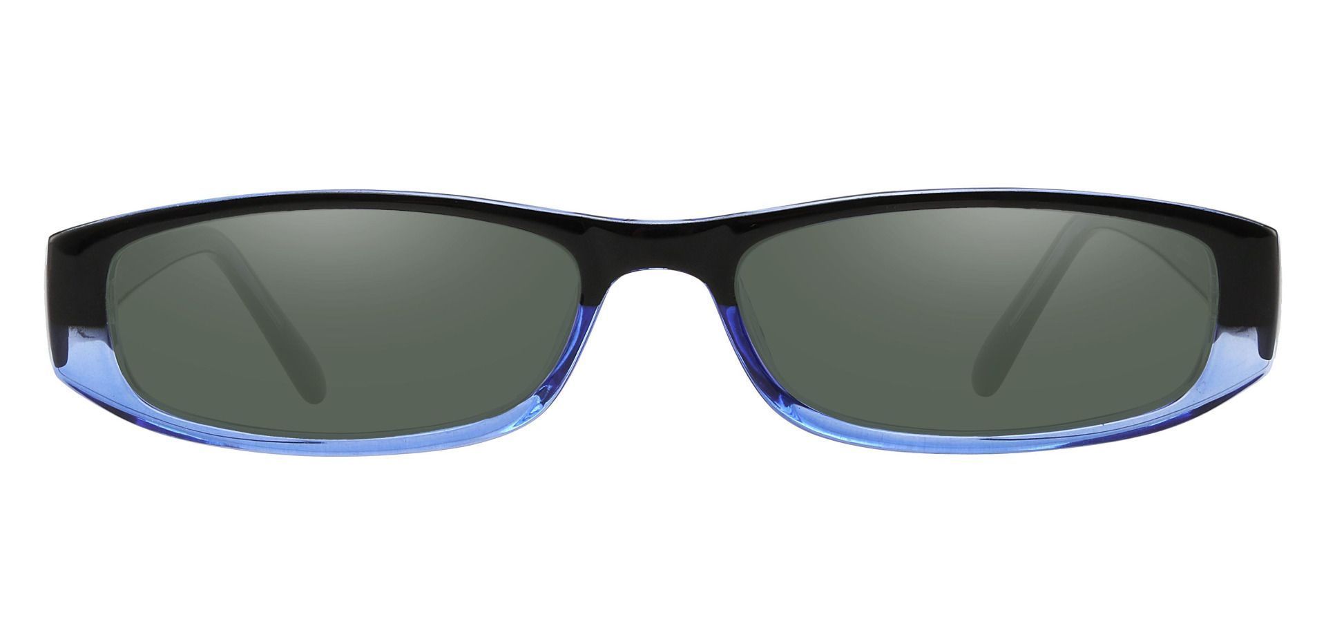 Elgin Rectangle Reading Sunglasses - Blue Frame With Green Lenses
