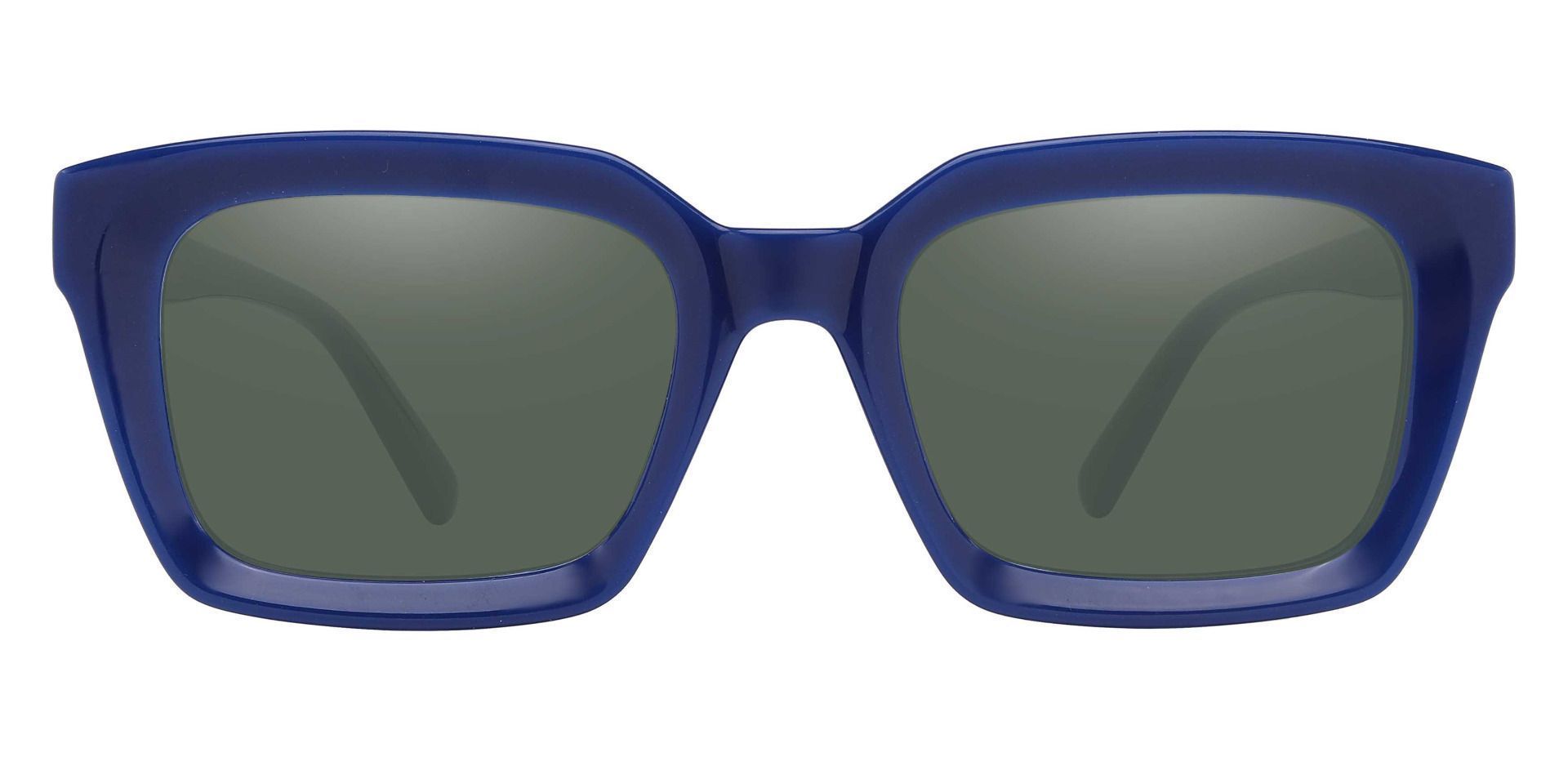 Unity Rectangle Reading Sunglasses - Blue Frame With Green Lenses
