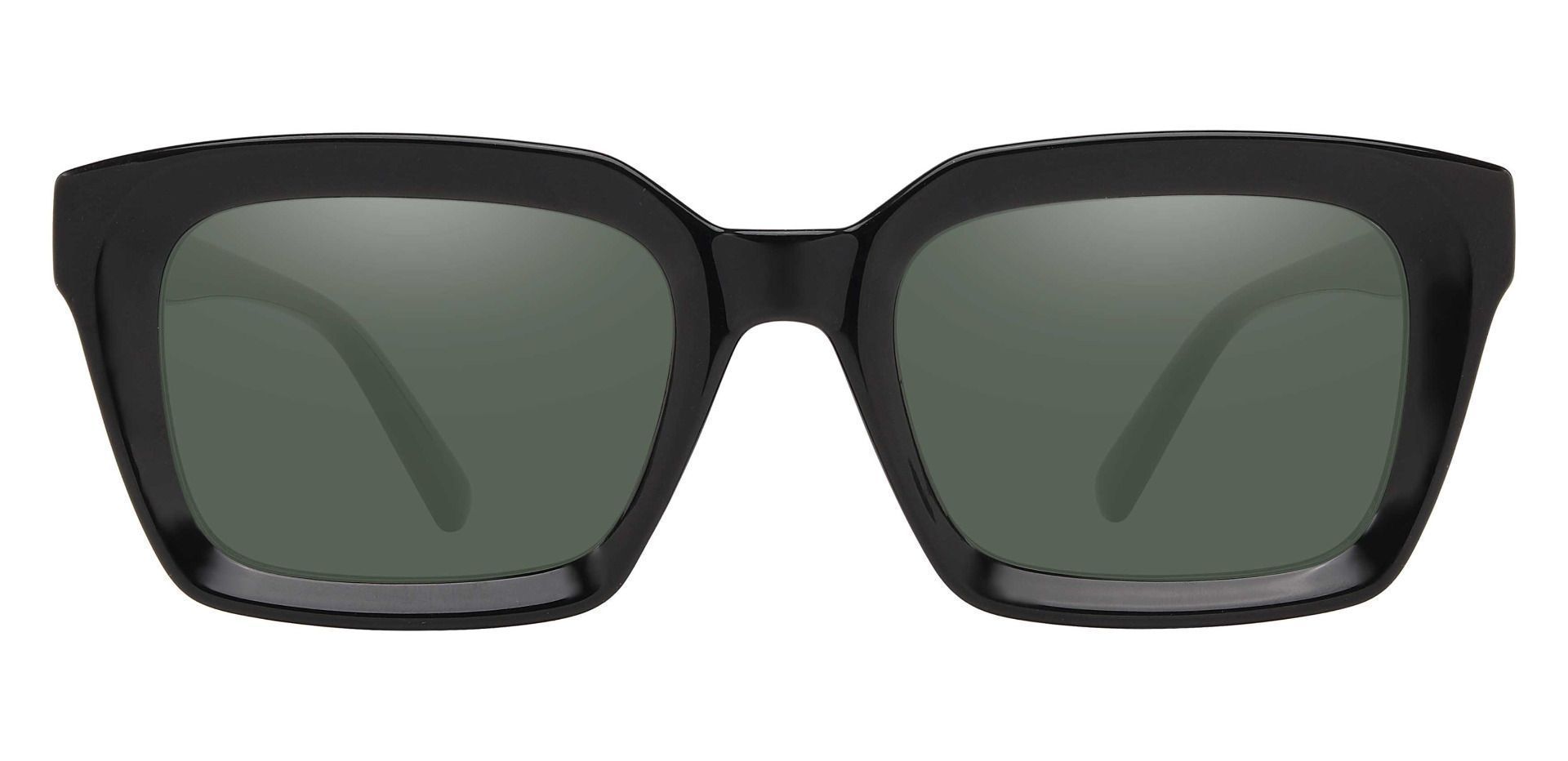 Unity Rectangle Non-Rx Sunglasses - Black Frame With Green Lenses