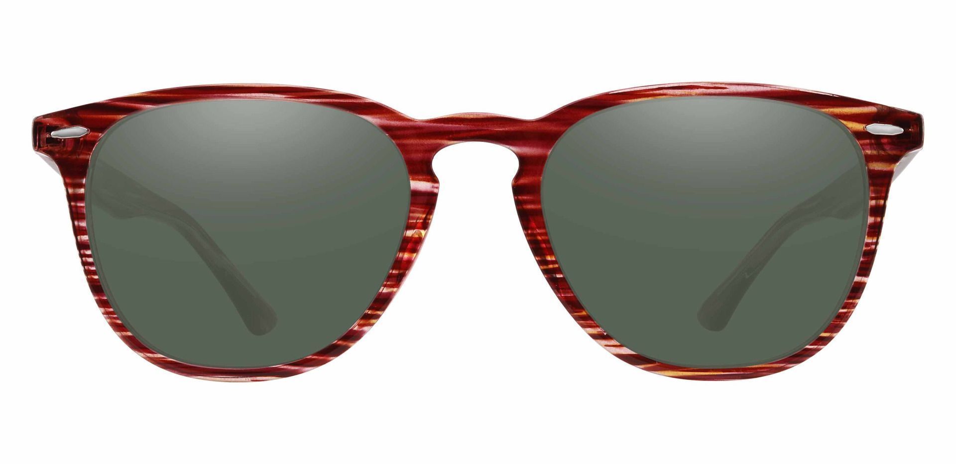 Sycamore Oval Prescription Sunglasses - Red Frame With Green Lenses