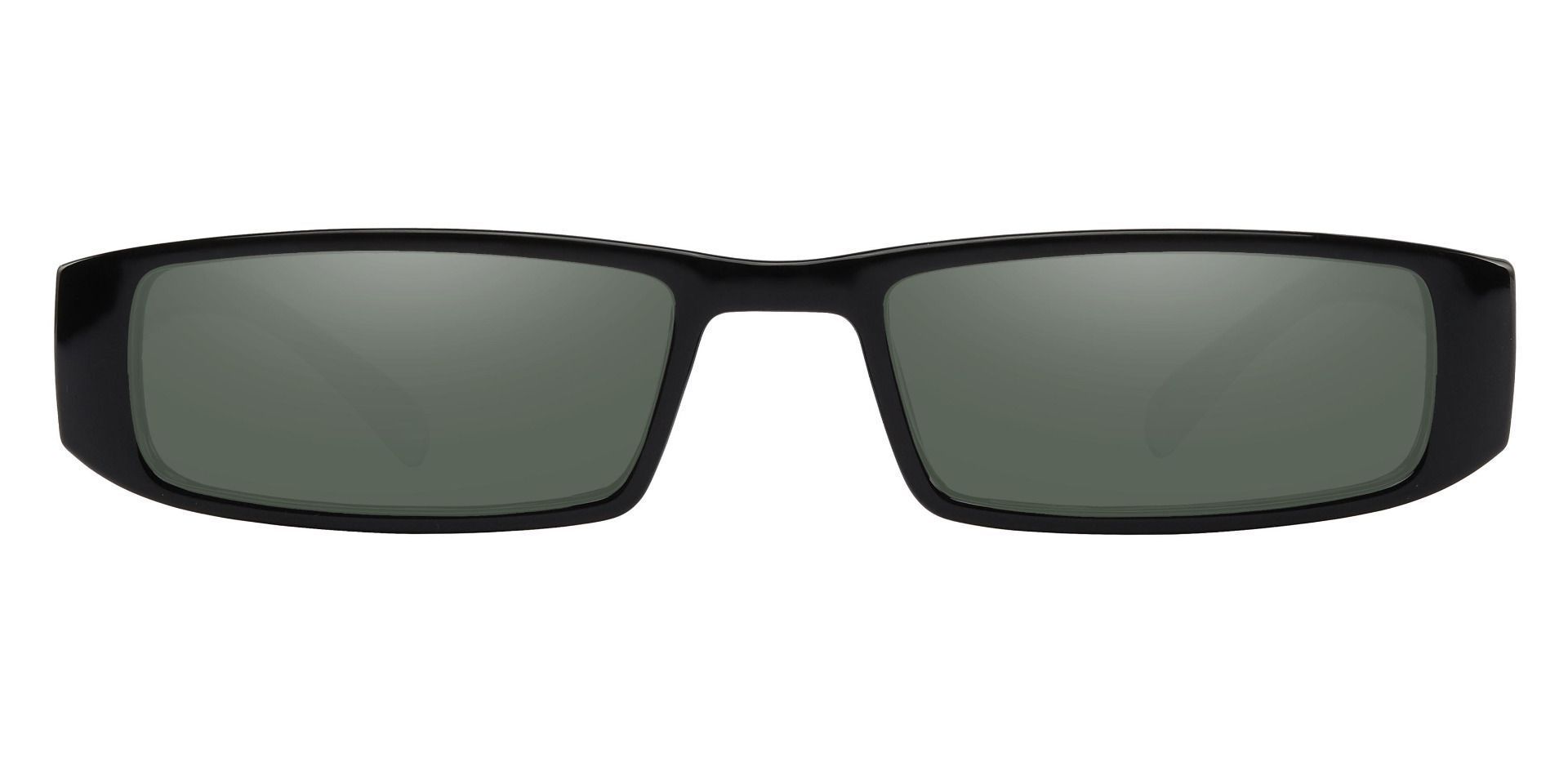 Buccaneer Rectangle Single Vision Sunglasses - Black Frame With Green Lenses