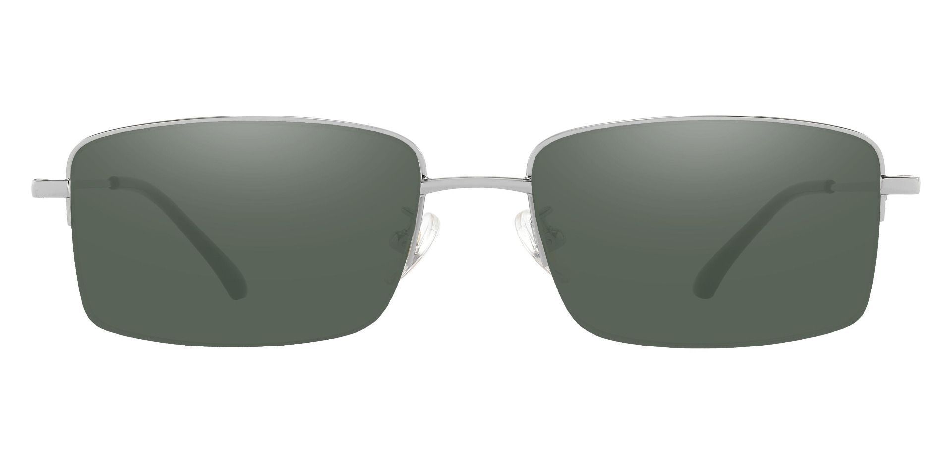 Bellmont Rectangle Lined Bifocal Sunglasses - Silver Frame With Green Lenses