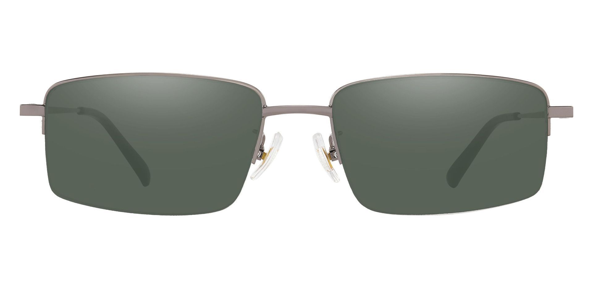 Wayne Rectangle Prescription Sunglasses - Gray Frame With Green Lenses