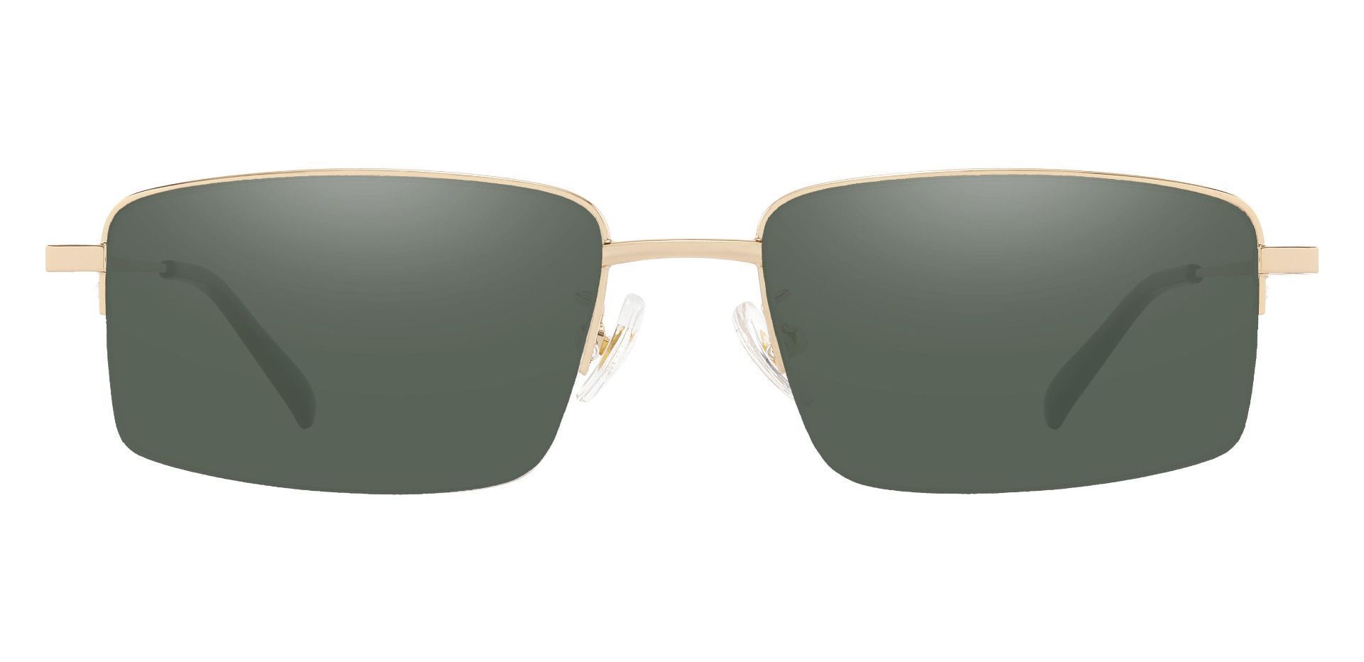 Wayne Rectangle Lined Bifocal Sunglasses - Gold Frame With Green Lenses