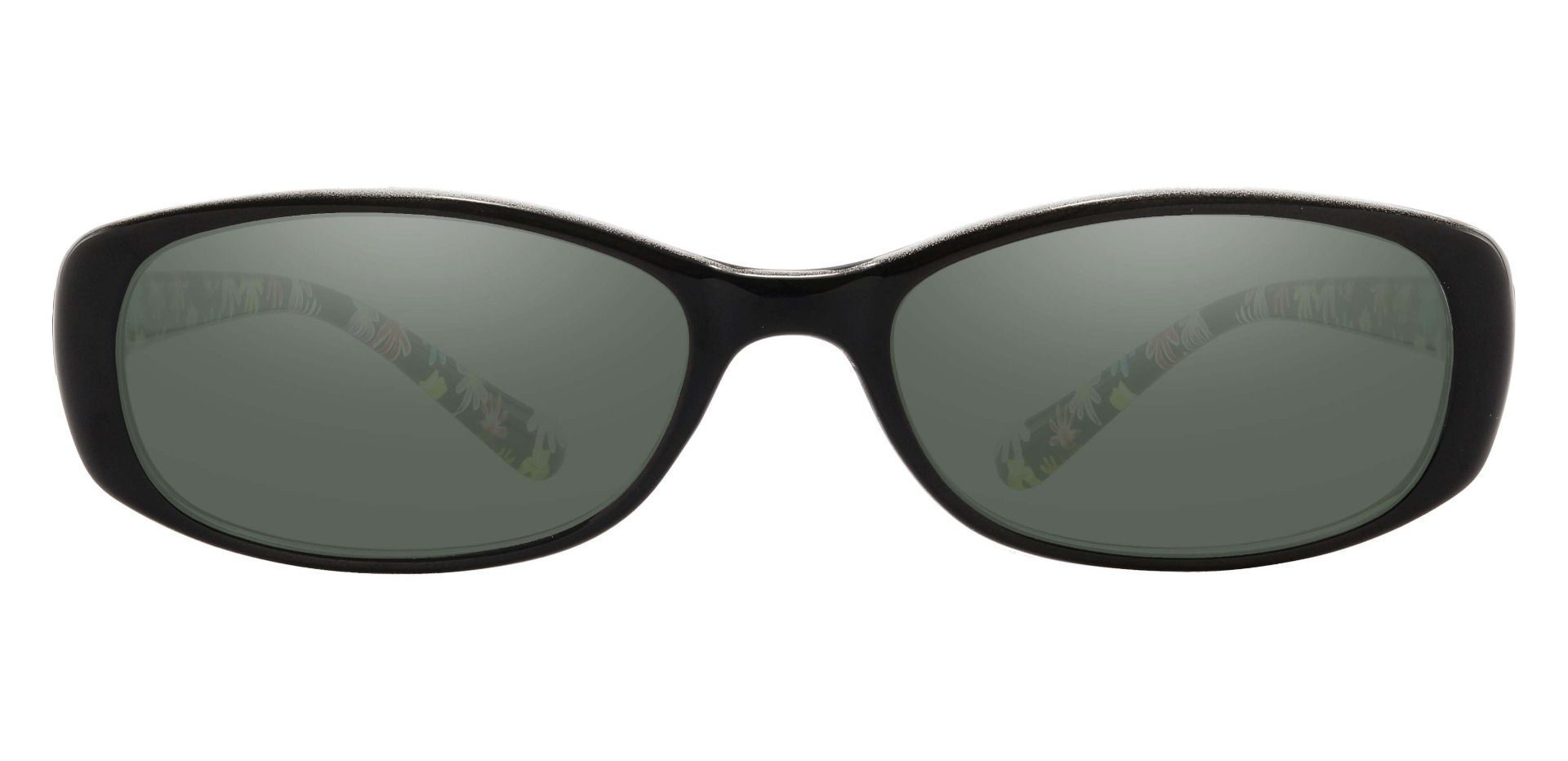 Bethesda Rectangle Lined Bifocal Sunglasses - Black Frame With Green Lenses
