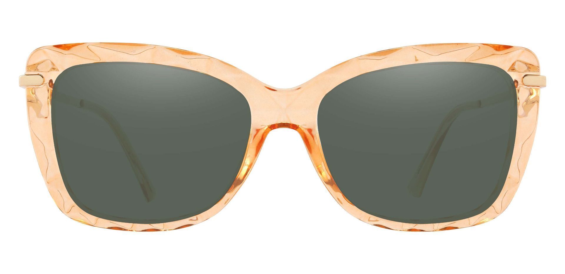 Shoshanna Rectangle Progressive Sunglasses - Brown Frame With Green Lenses