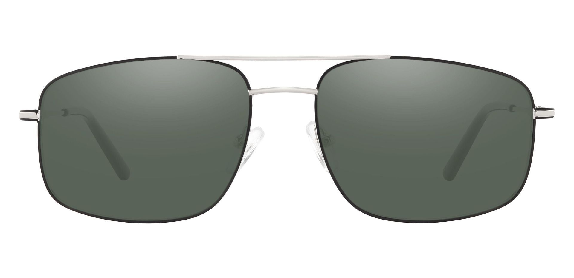 Turner Aviator Prescription Sunglasses - Silver Frame With Green Lenses