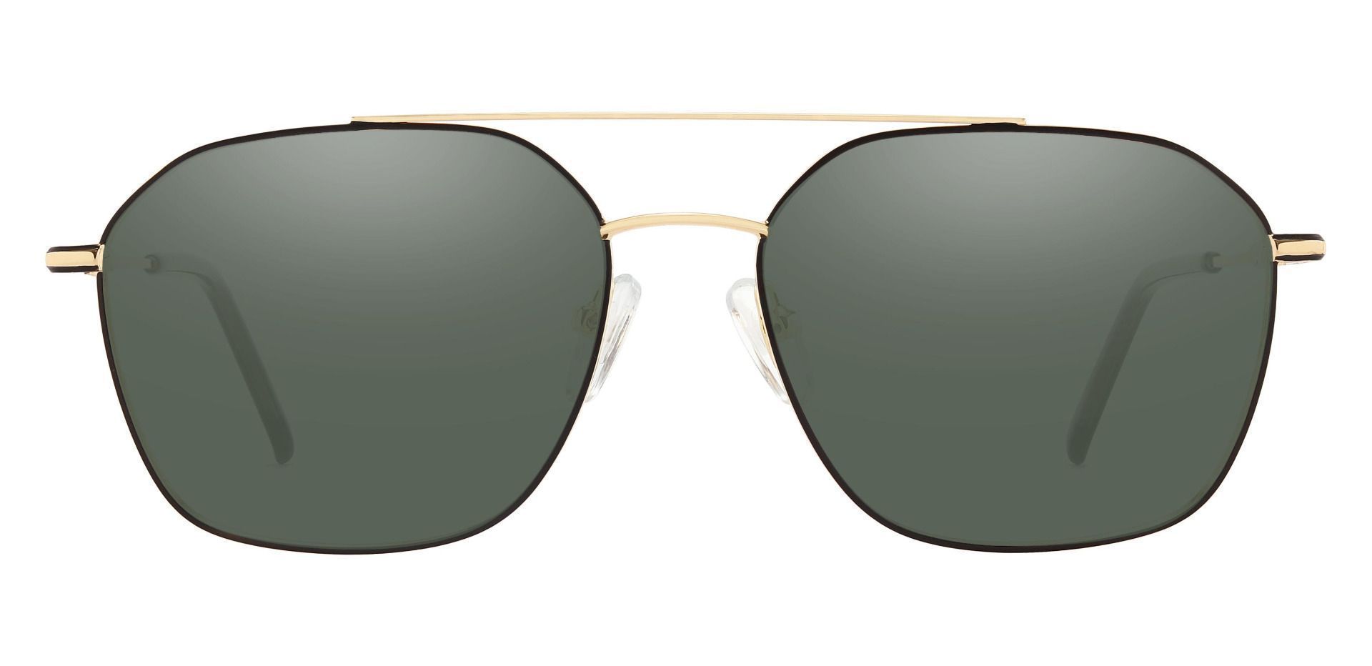Harvey Aviator Reading Sunglasses - Gold Frame With Green Lenses