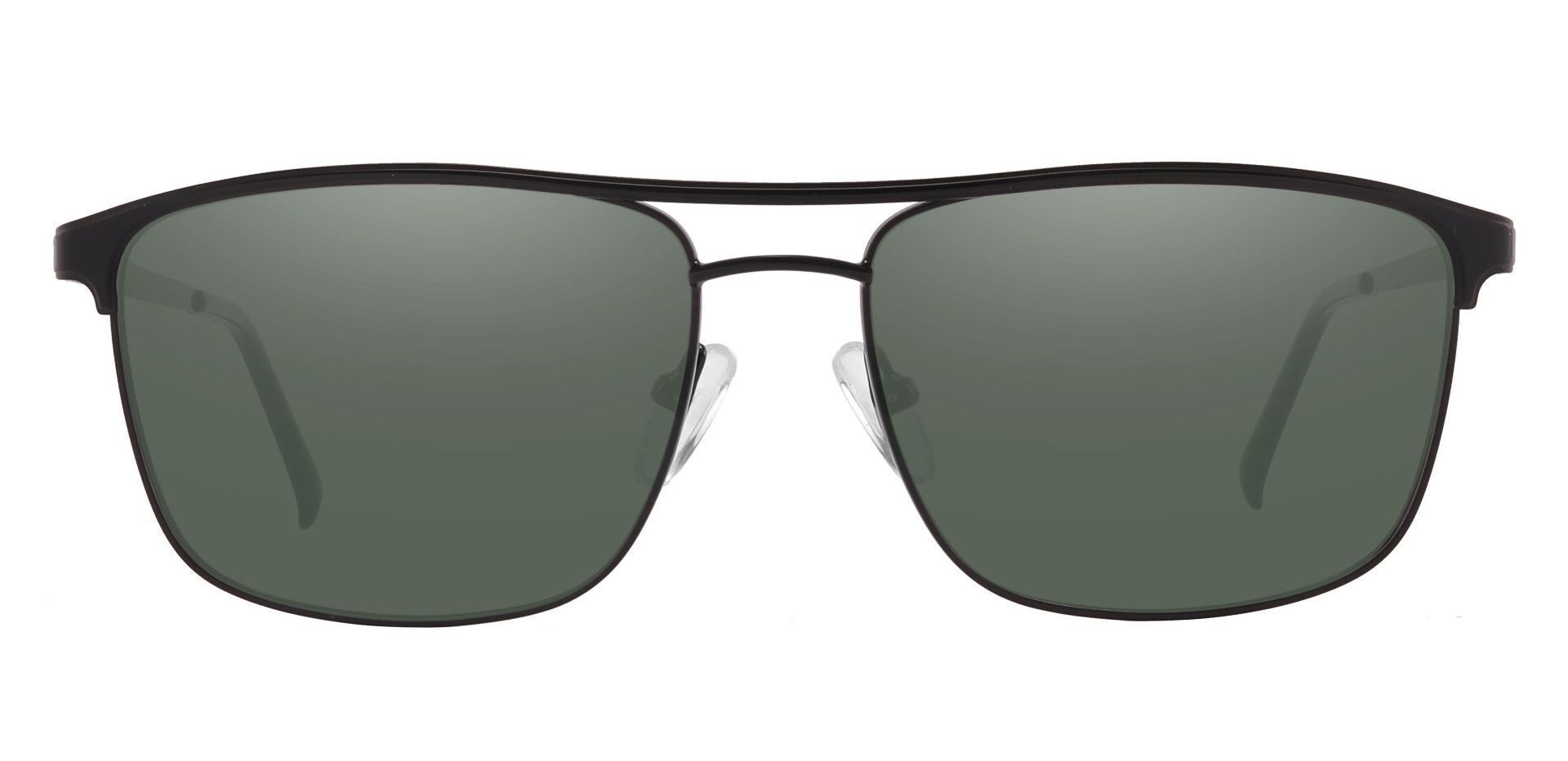 Darren Aviator Prescription Sunglasses - Black Frame With Green Lenses
