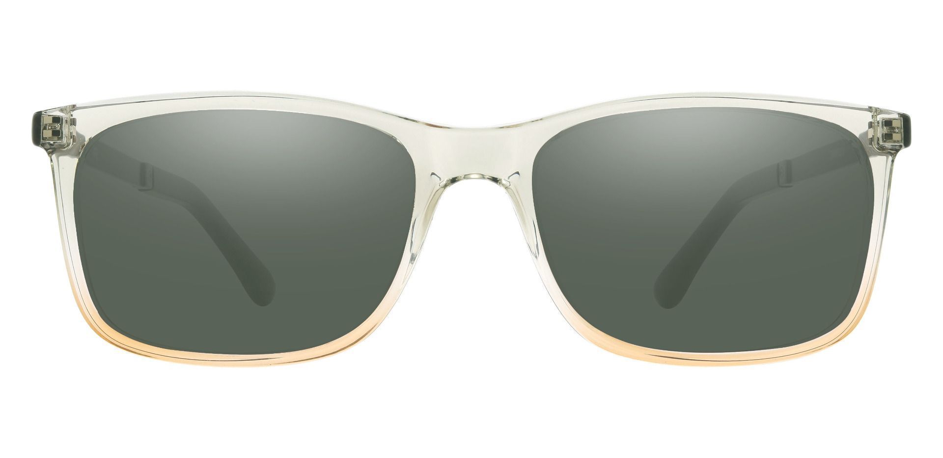 Kemper Rectangle Prescription Sunglasses - Gray Frame With Green Lenses