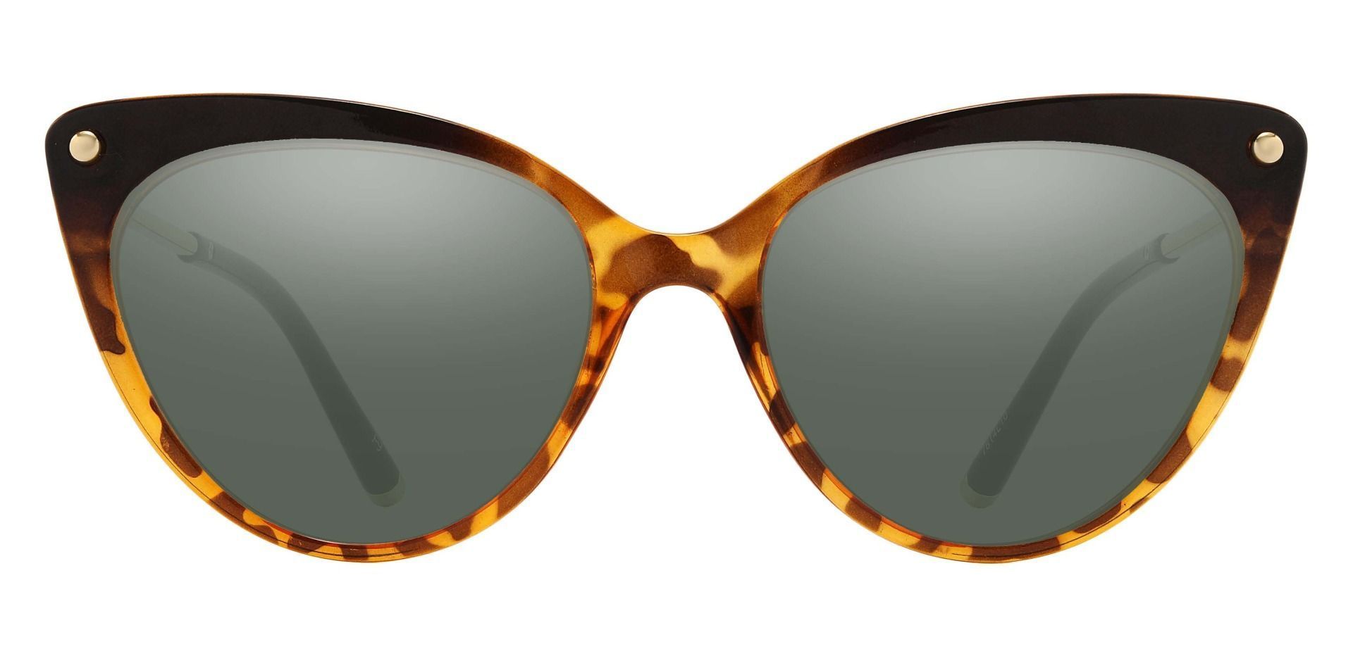 Connie Cat Eye Prescription Sunglasses - Leopard Frame With Green Lenses