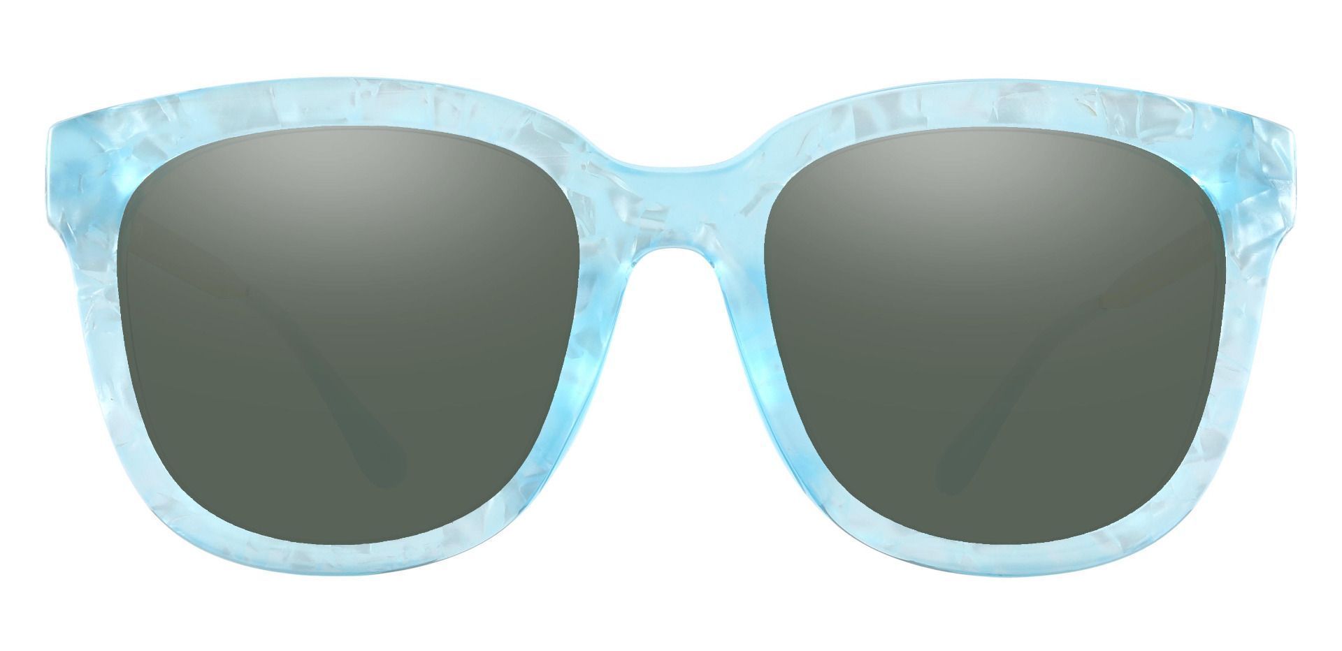 Aberdeen Square Prescription Sunglasses - Blue Frame With Green Lenses