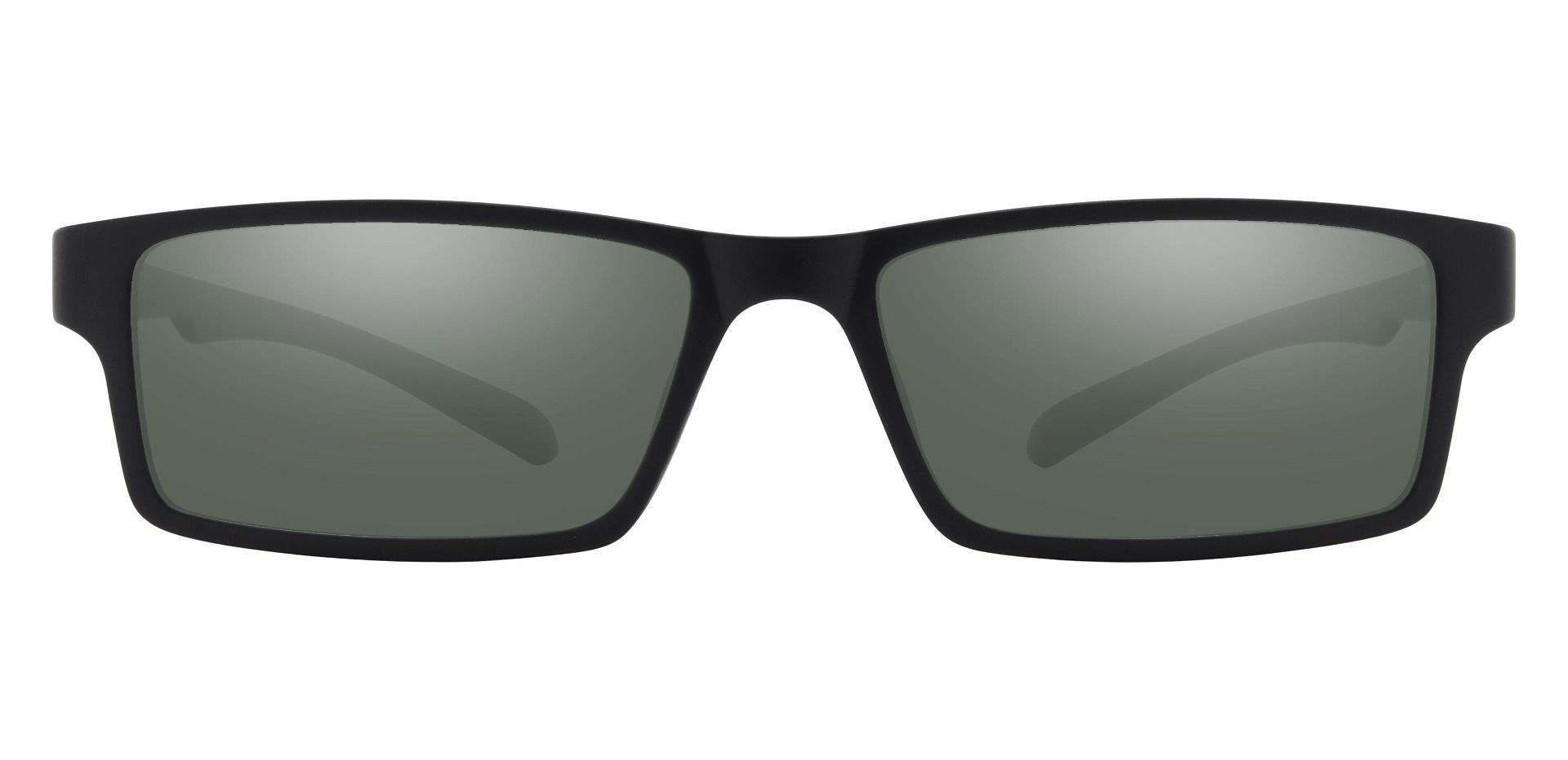 Walsh Rectangle Prescription Sunglasses - Black Frame With Green Lenses