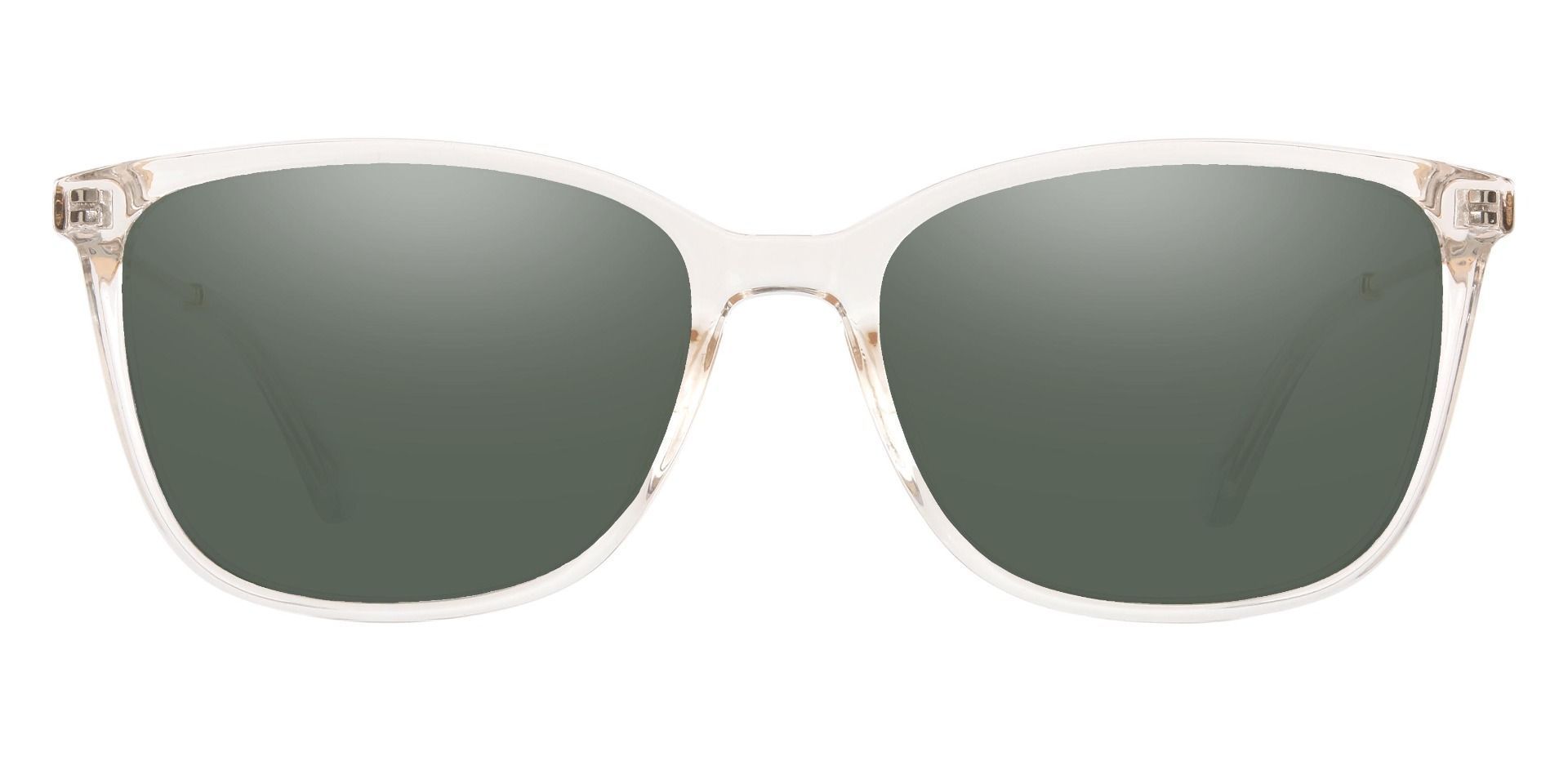 Miami Rectangle Progressive Sunglasses - Clear Frame With Green Lenses