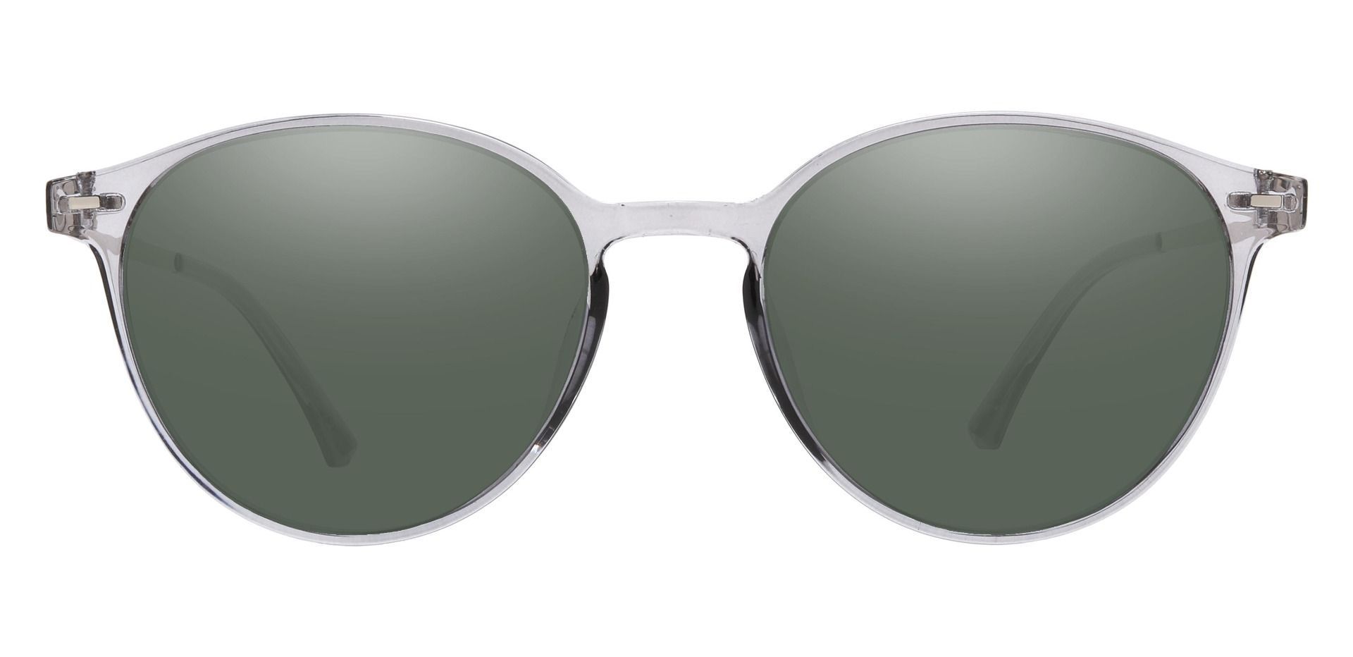 Springer Round Prescription Sunglasses - Gray Frame With Green Lenses