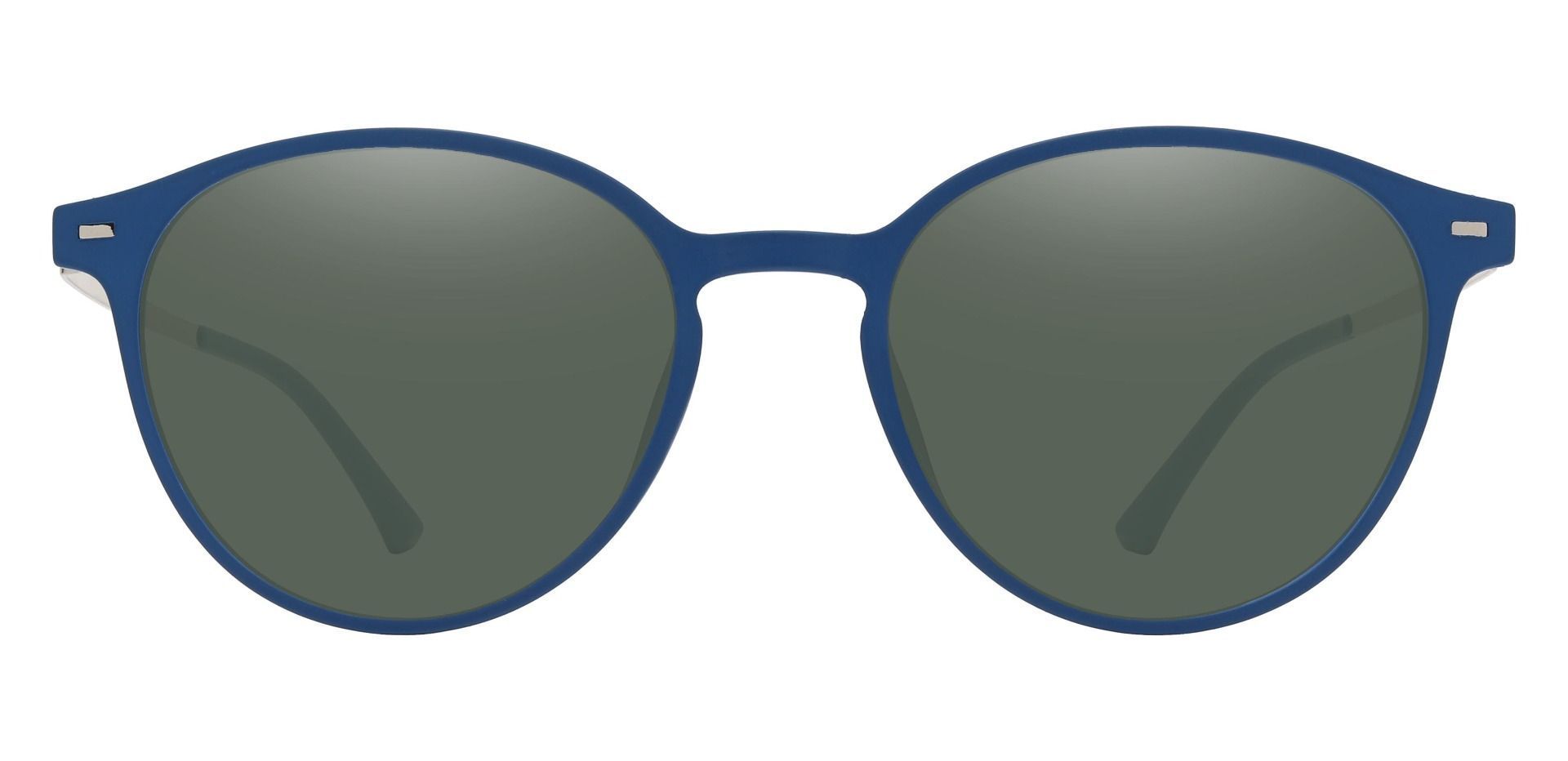Springer Round Progressive Sunglasses - Blue Frame With Green Lenses