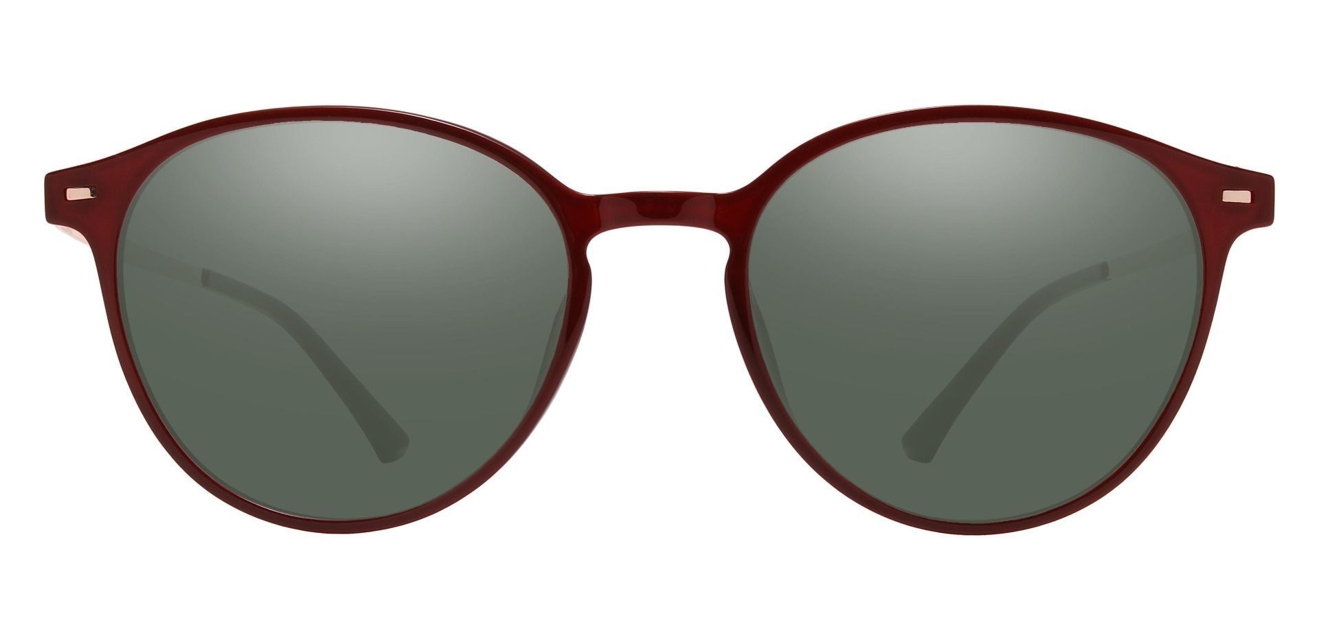 Springer Round Lined Bifocal Sunglasses - Red Frame With Green Lenses