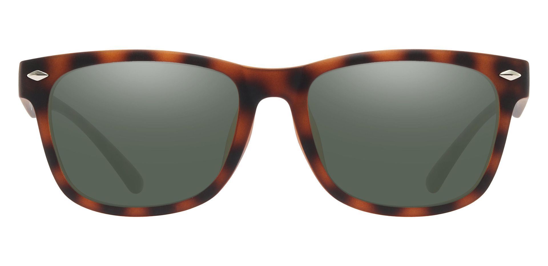 Shaler Square Reading Sunglasses - Tortoise Frame With Green Lenses