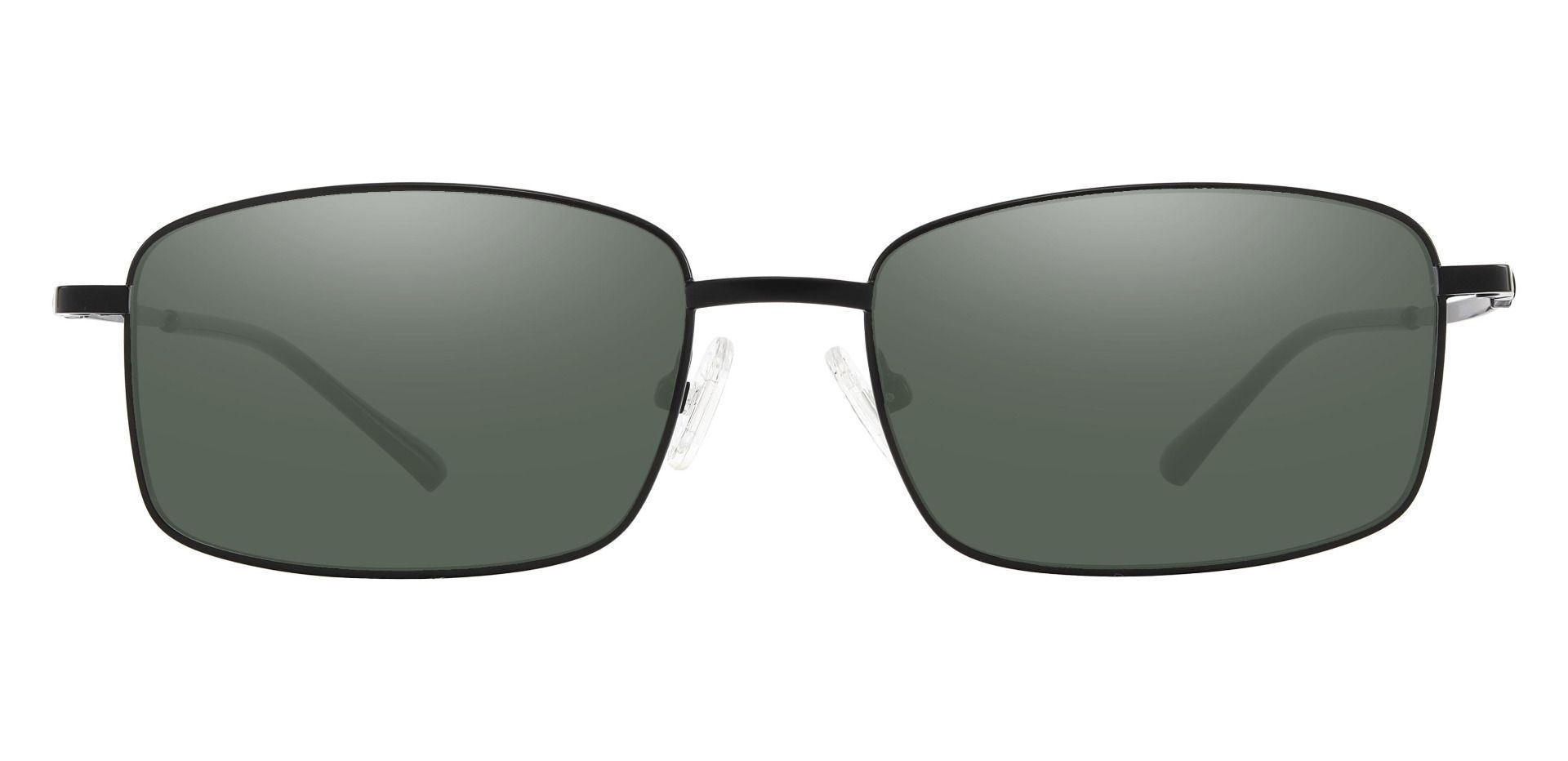 Clyde Rectangle Prescription Sunglasses - Black Frame With Green Lenses