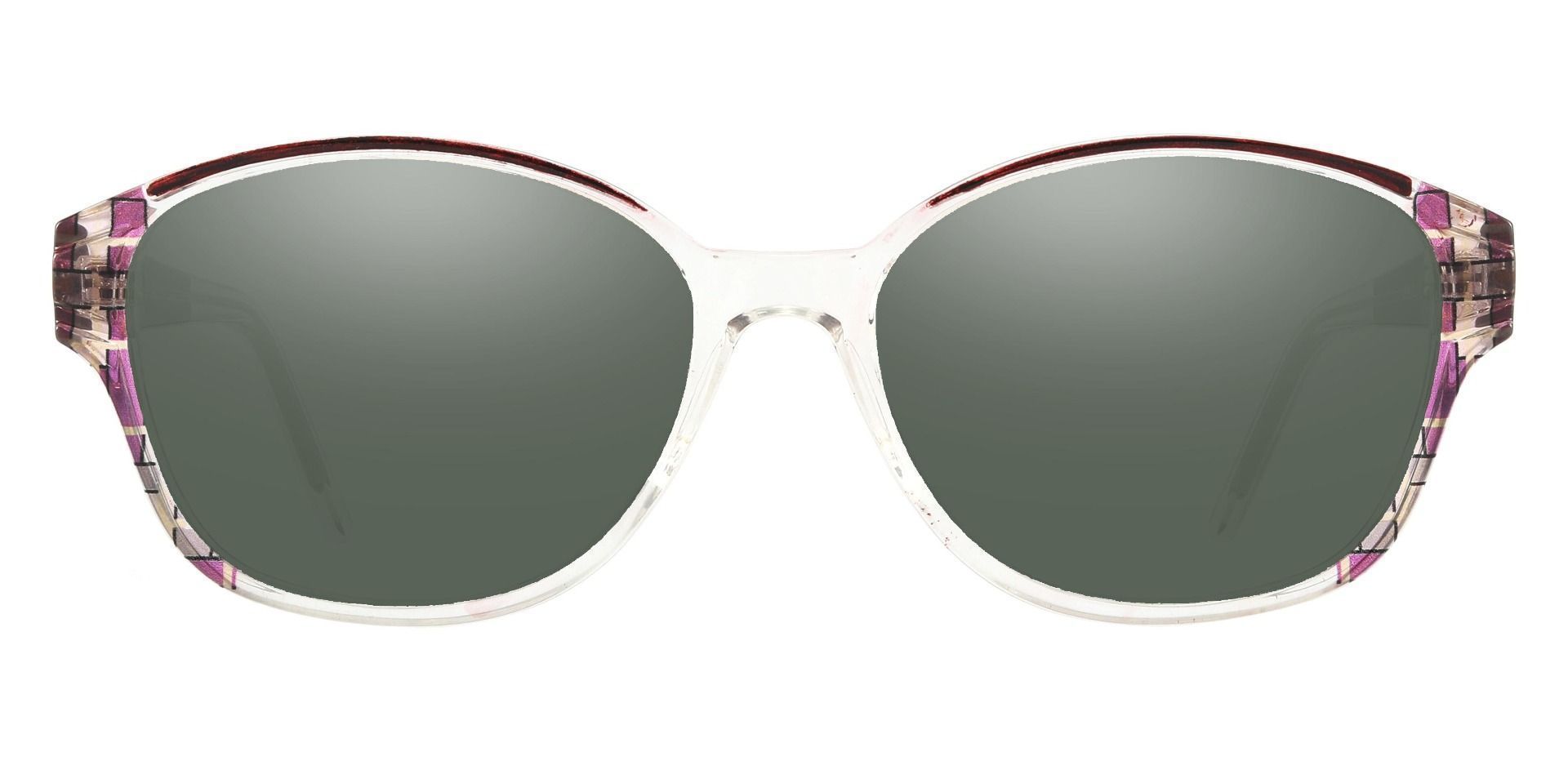 Moira Oval Progressive Sunglasses - Pink Frame With Green Lenses