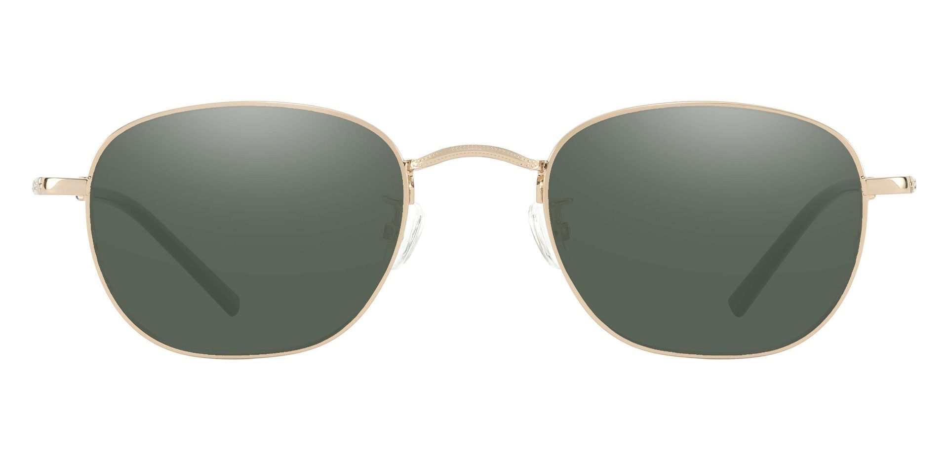 Greece Square Prescription Sunglasses - Gold Frame With Green Lenses