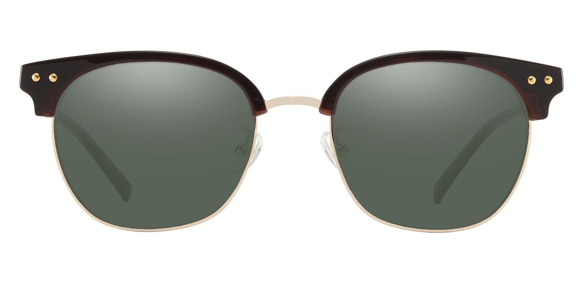 Bolivia Browline Progressive Sunglasses - Brown Frame With Green Lenses