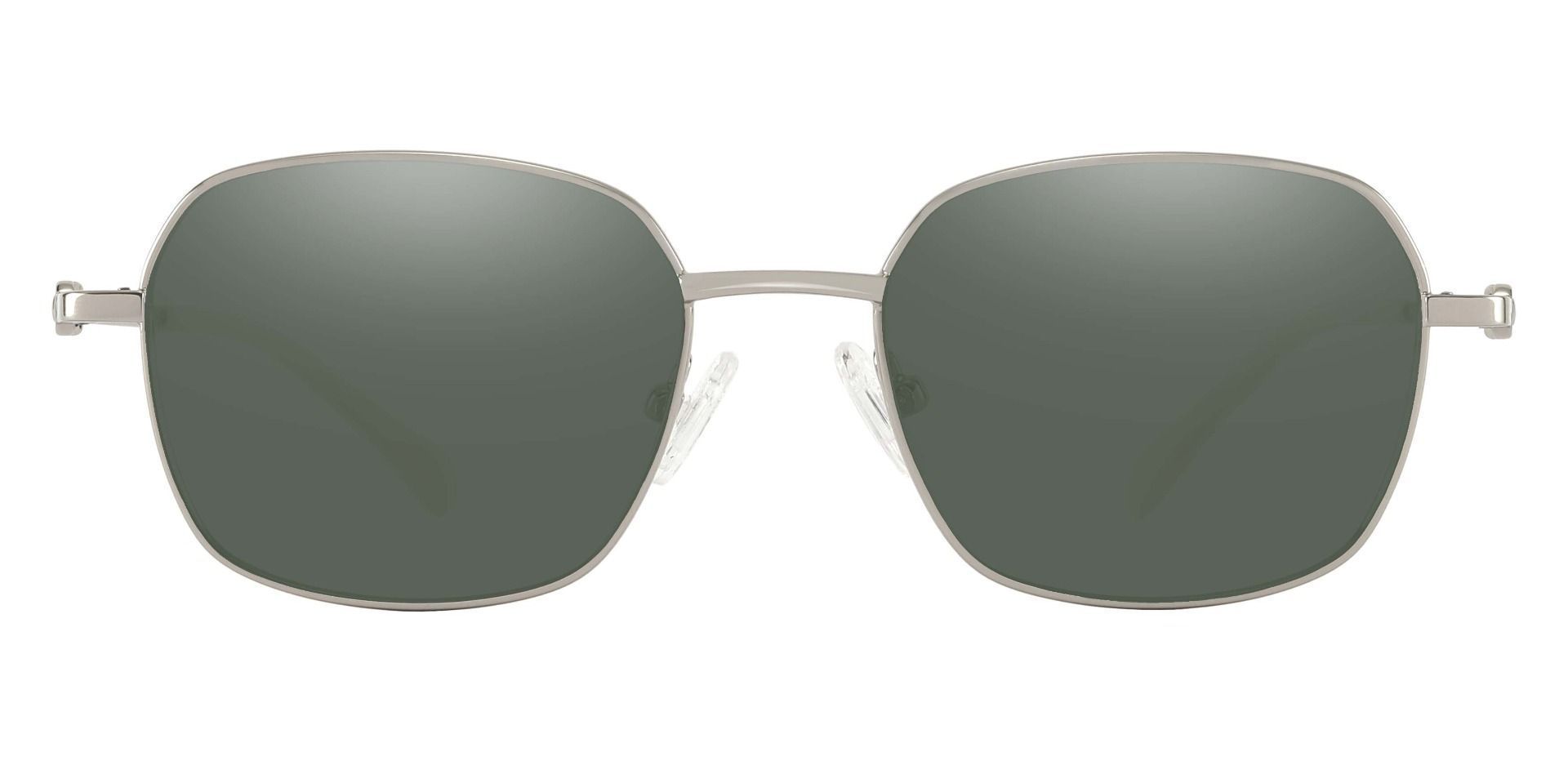 Averill Geometric Non-Rx Sunglasses - Silver Frame With Green Lenses
